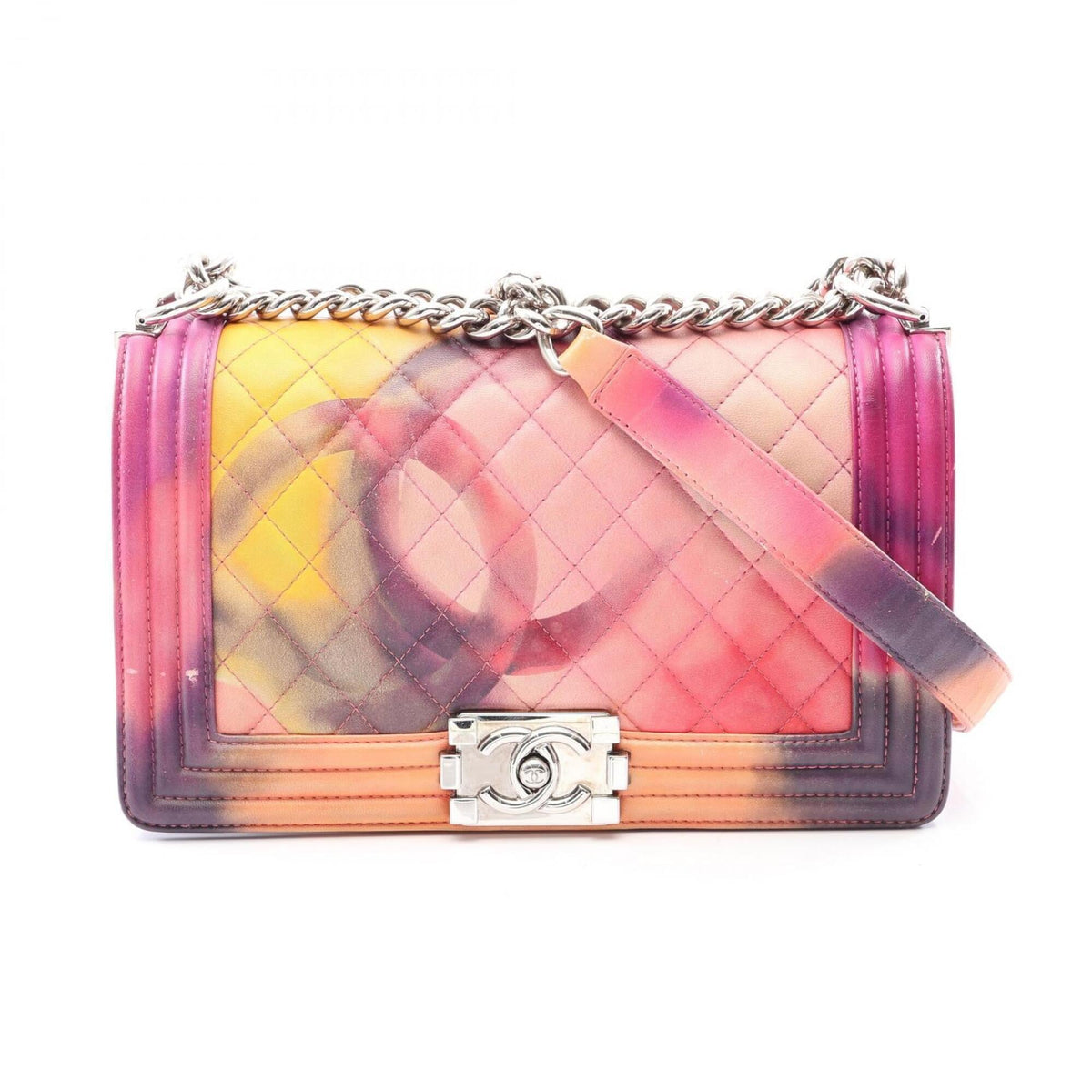 Chanel Multi-Color Pink Leather Handbag Shoulder Bag (Pre-Owned)