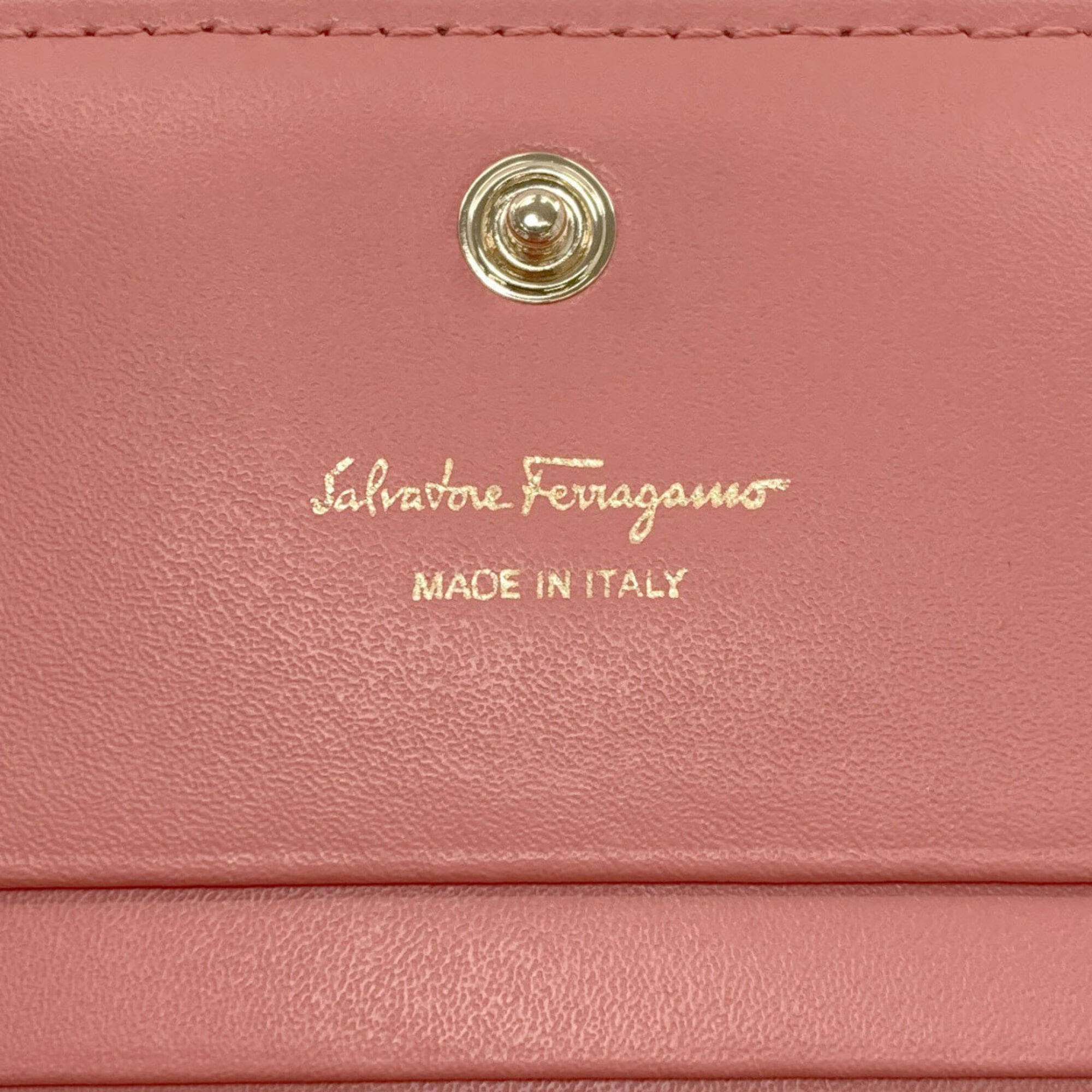 Salvatore Ferragamo Brown Pink Leather Wallet (Bi-Fold) (Pre-Owned)