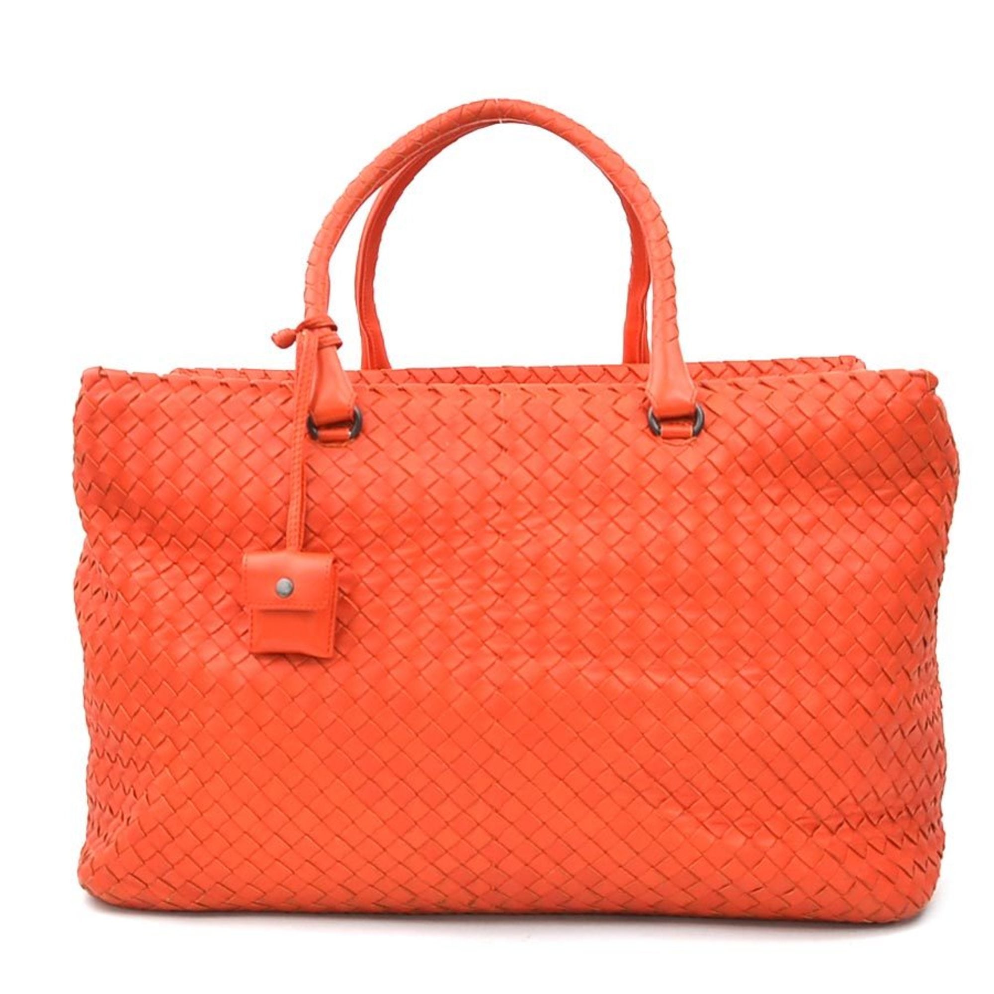 Bottega Veneta Orange Red Leather Handbag (Pre-Owned)