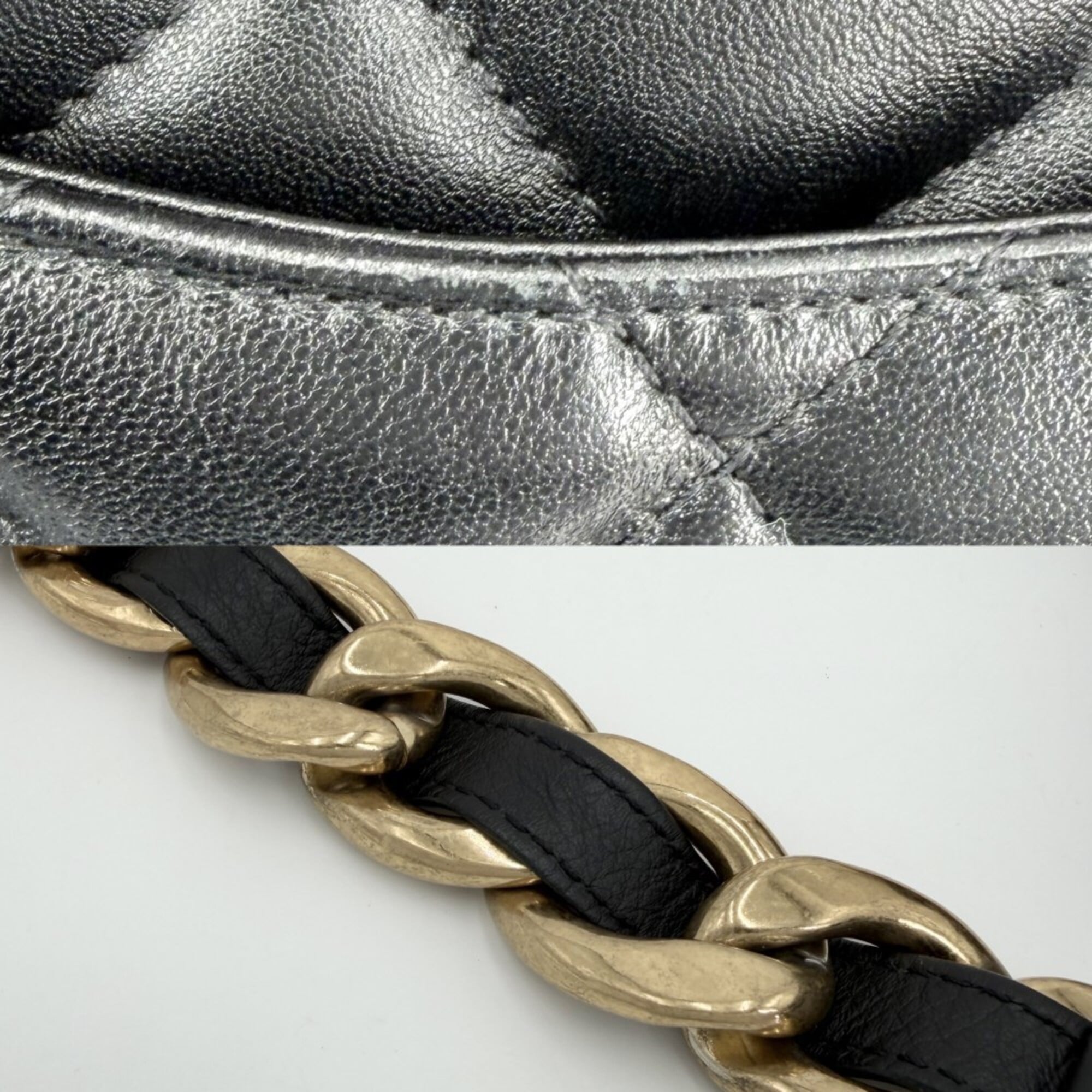 Chanel Matelasse Black Leather Pochette Shoulder Bag (Pre-Owned)