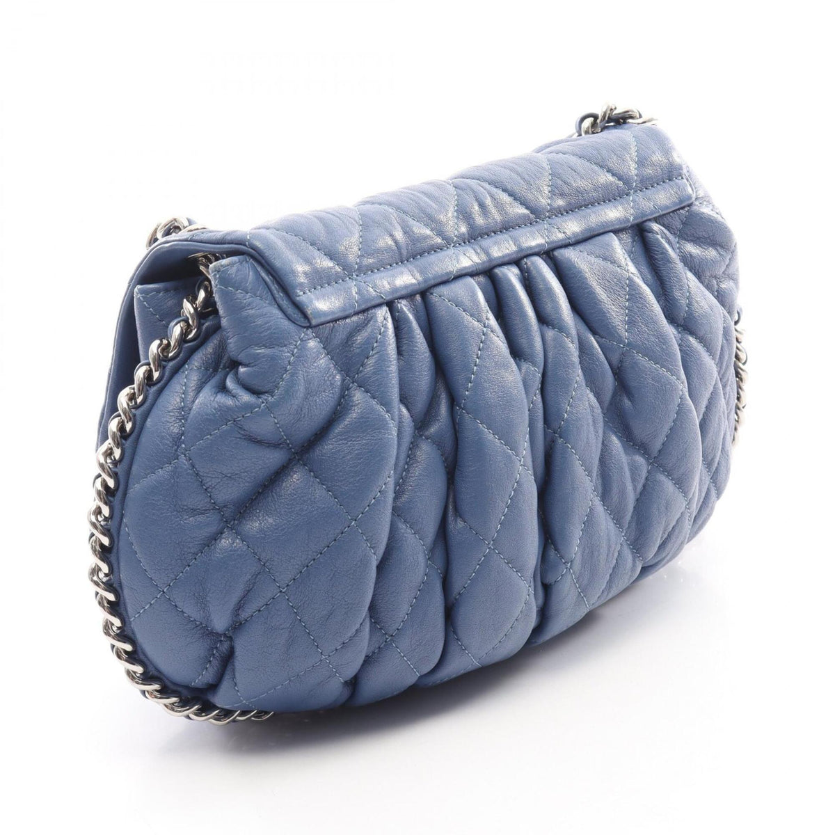 Chanel Matelasse Blue Leather Handbag Shoulder Bag (Pre-Owned)