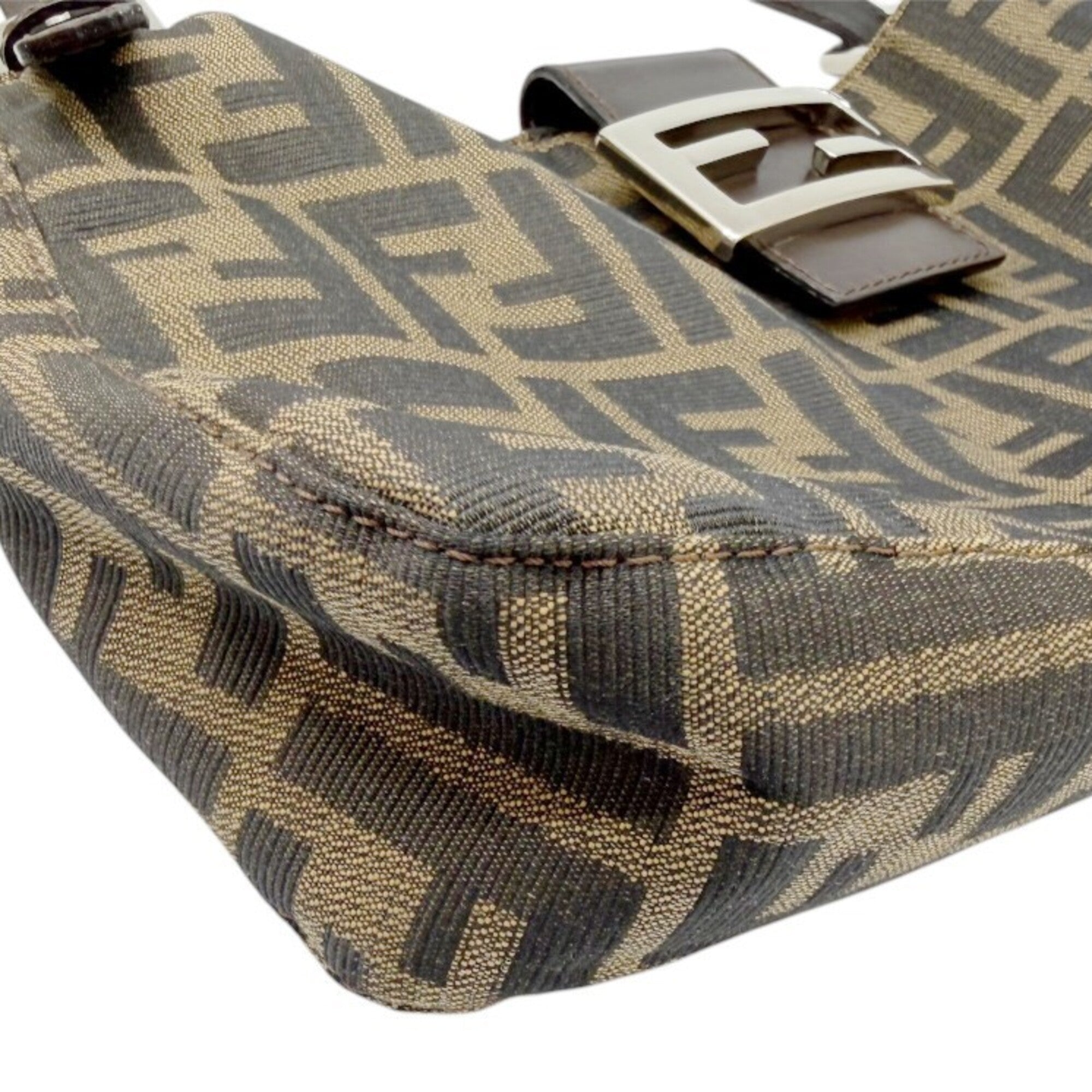 Fendi Brown Canvas Leather Handbag Shoulder Bag (Pre-Owned)