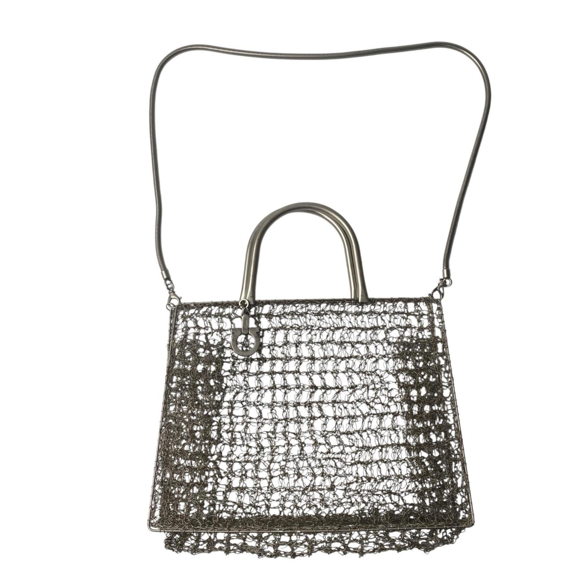 Salvatore Ferragamo Silver Stainless Steel Handbag Shoulder Bag (Pre-Owned)