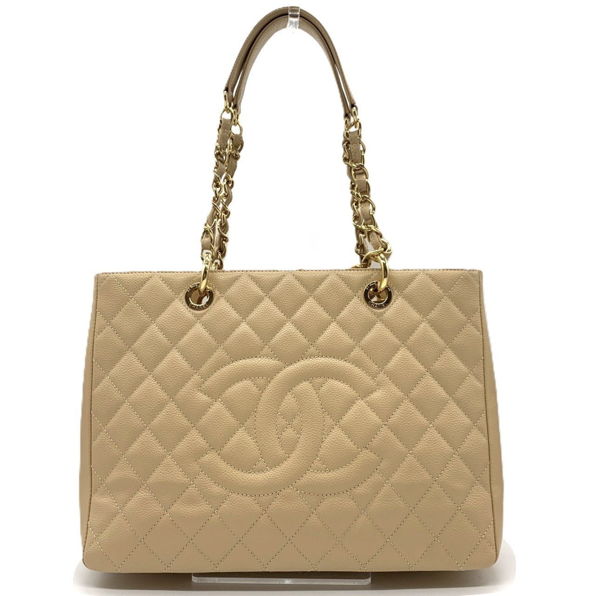 Chanel Beige Grained Calfskin Tote Bag (Pre-Owned)