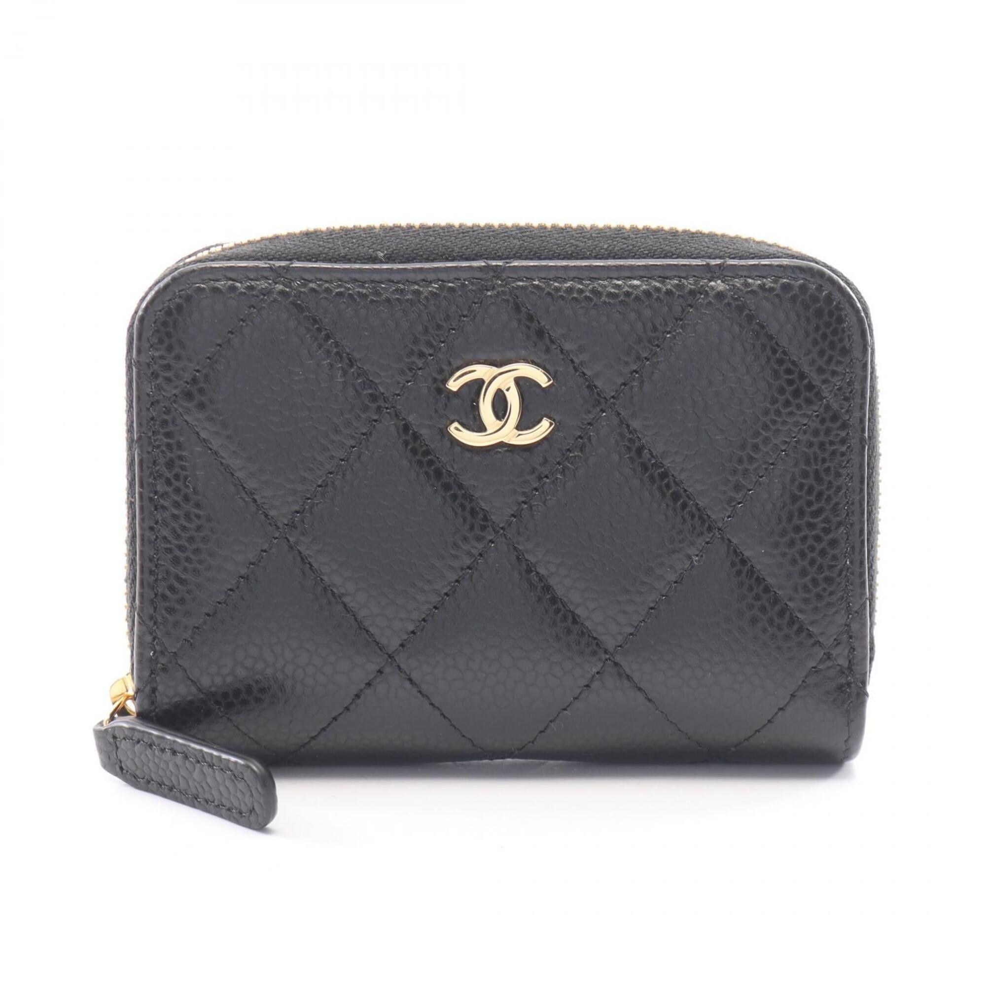 Chanel Black Grained Calfskin Coin Purse/Coin Case (Pre-Owned)