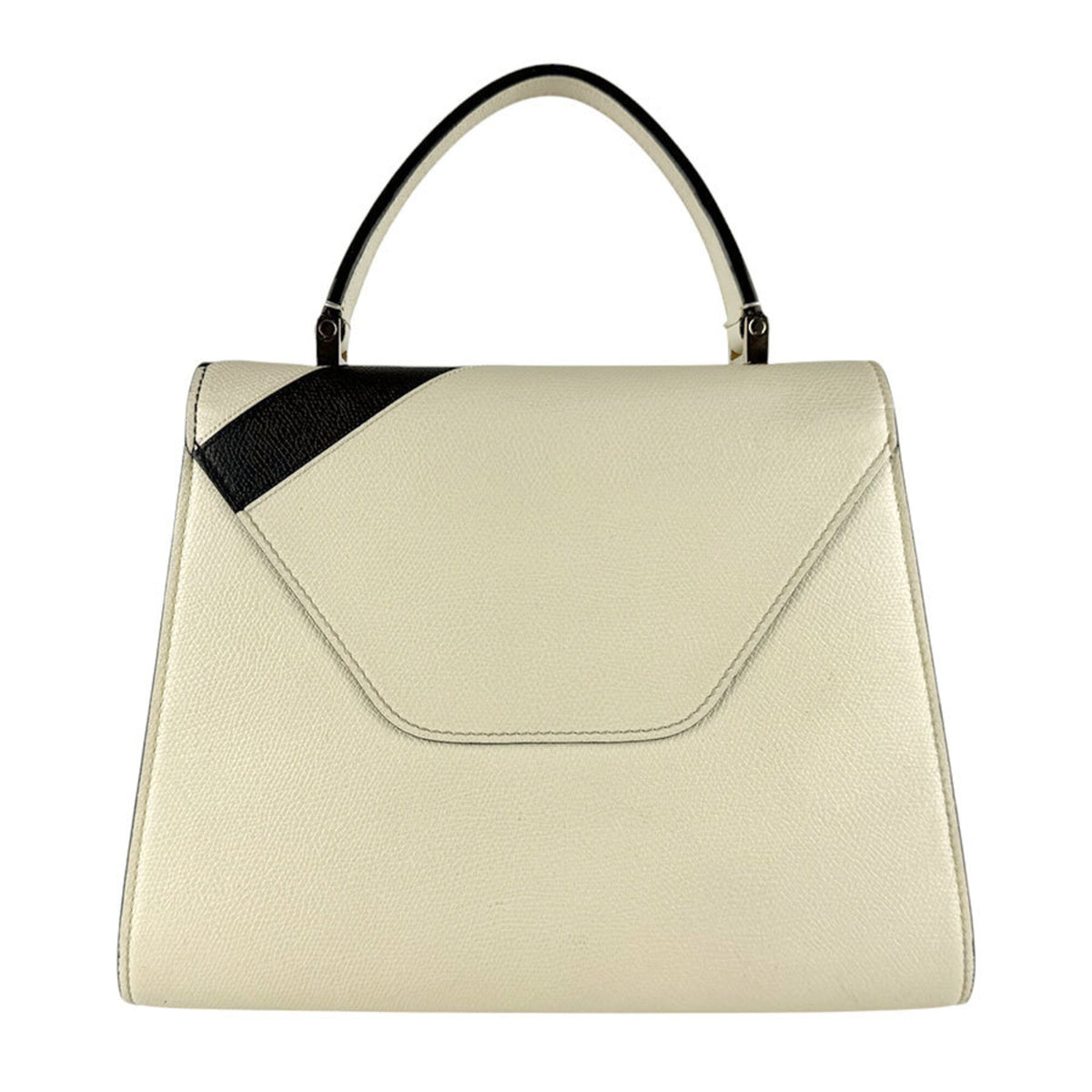 Valextra Black Ivory Leather Handbag Shoulder Bag (Pre-Owned)