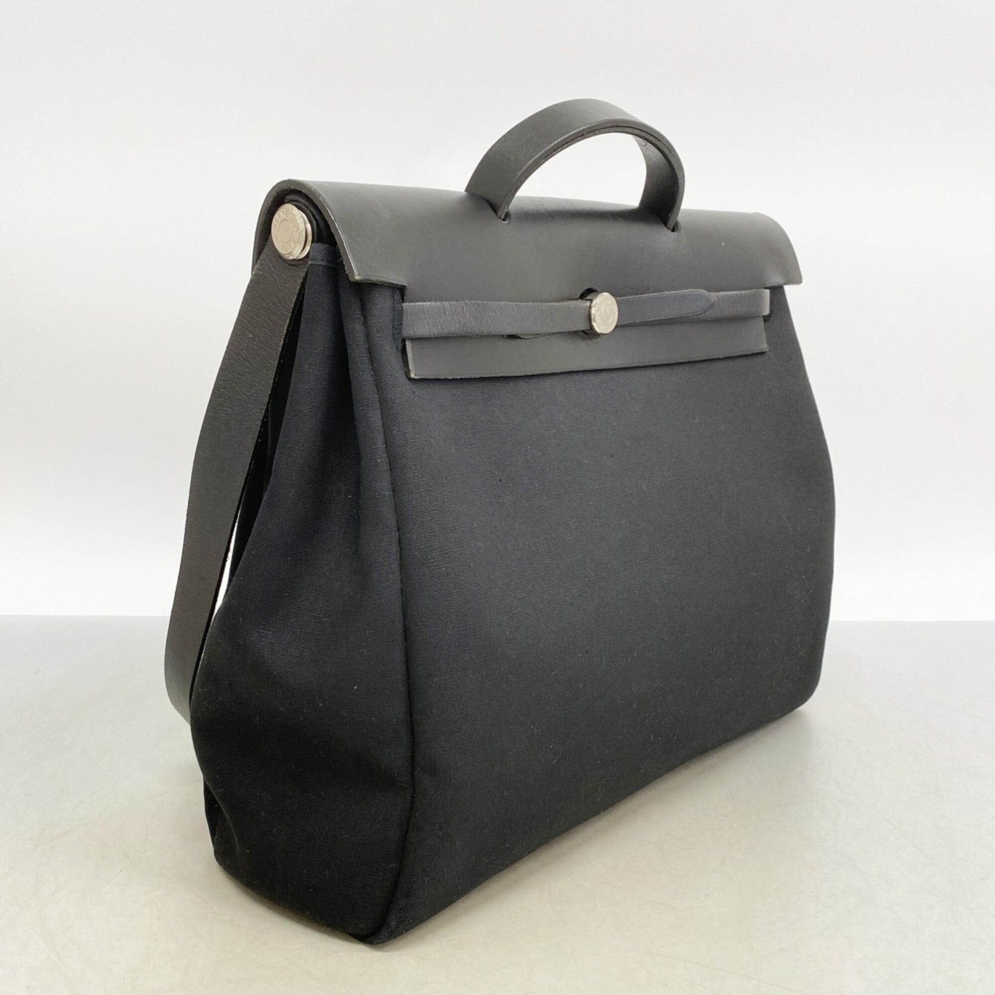 Hermes Black Toile Officier Handbag (Pre-Owned)