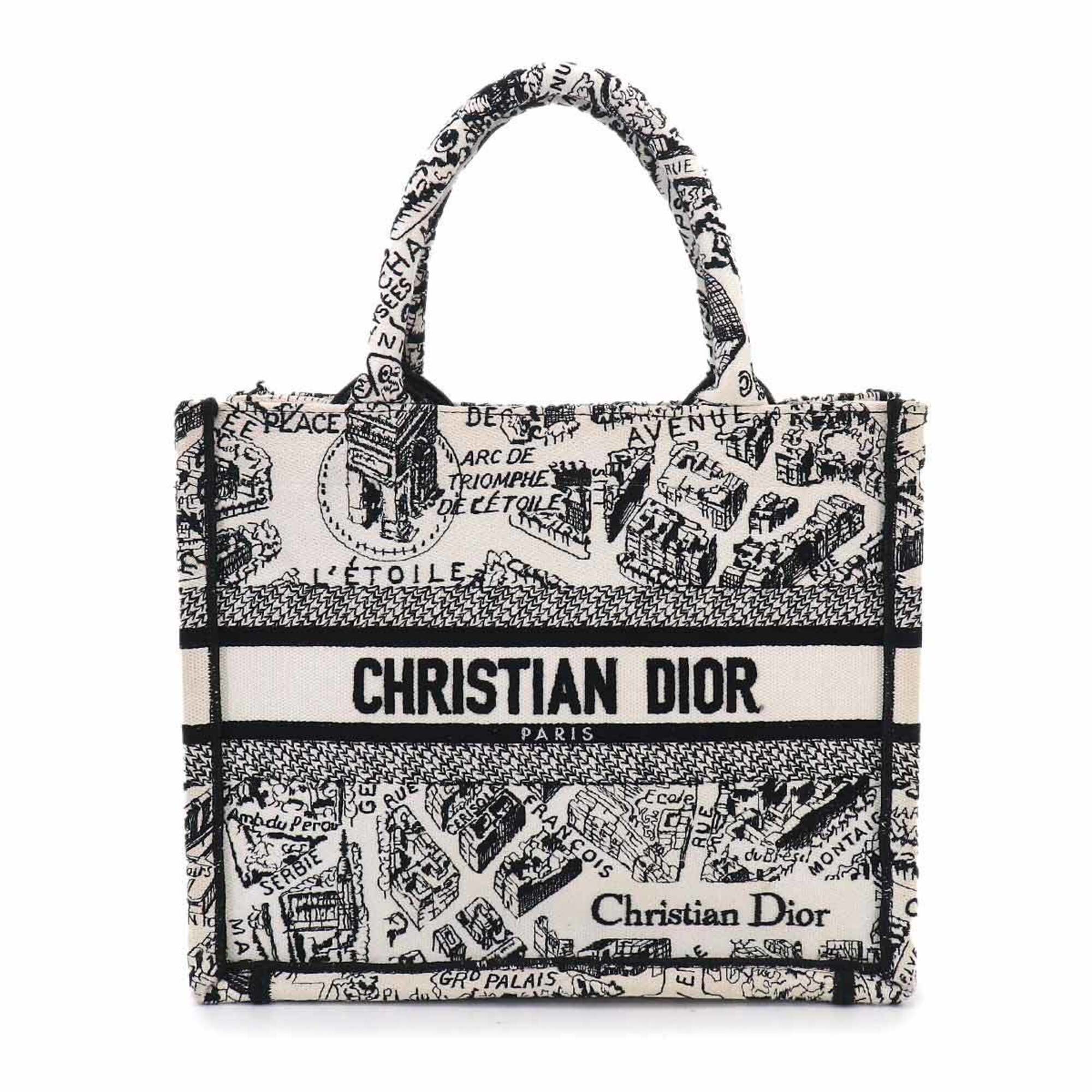 Christian Dior Black White Canvas Handbag Tote Bag (Pre-Owned)