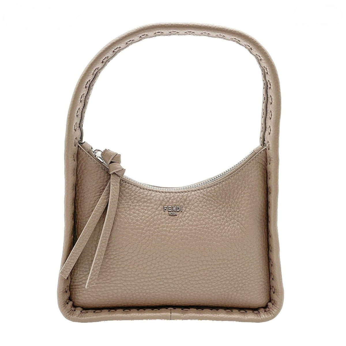 Fendi Beige Gray Leather Handbag (Pre-Owned)