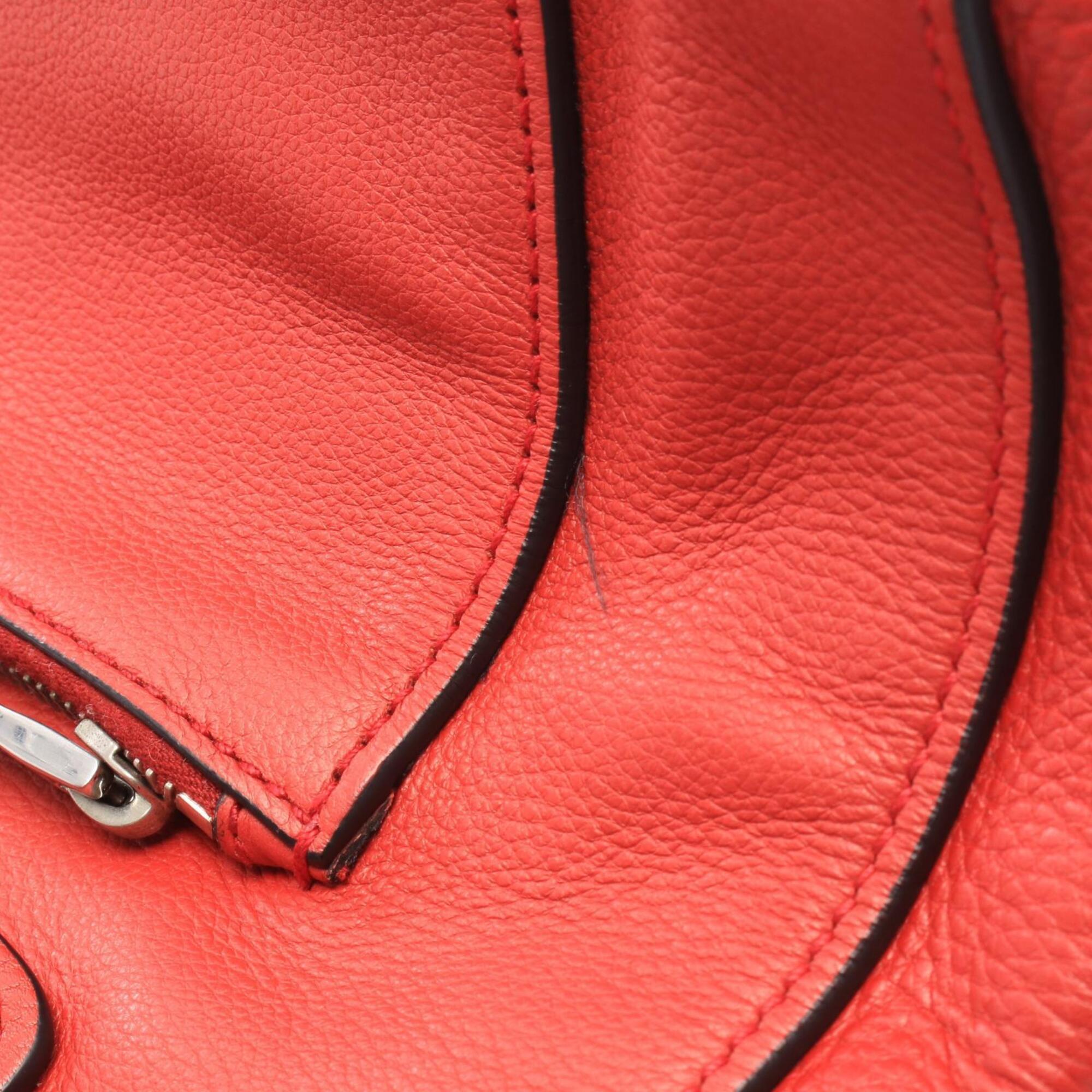Prada Red Color Leather Handbag Tote Bag (Pre-Owned)