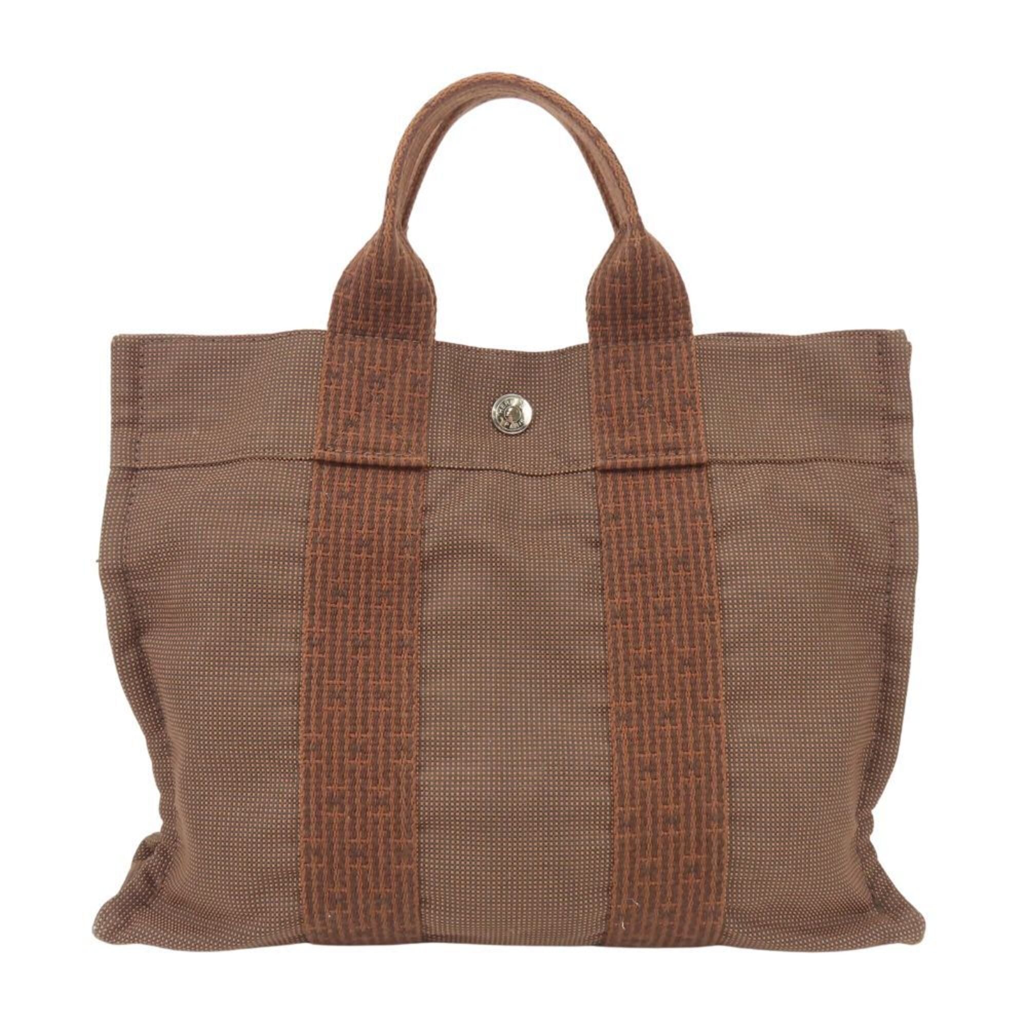 Hermes Brown Canvas Tote Bag (Pre-Owned)