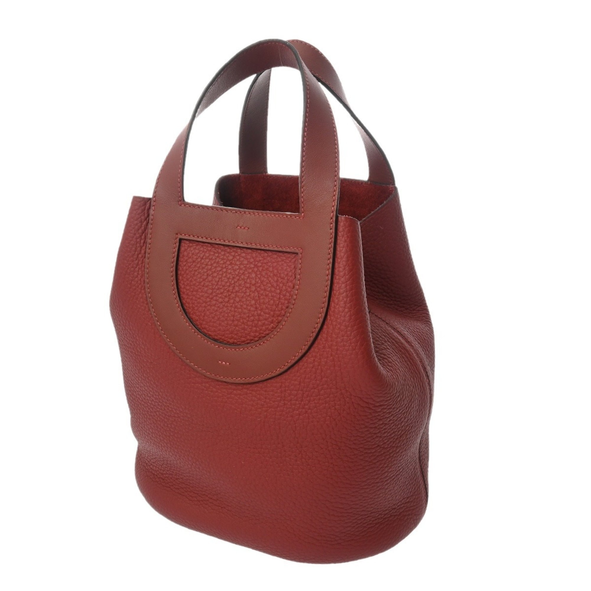 Hermes Rouge H Taurillon Clemence Leather Swift Leather Handbag (Pre-Owned)