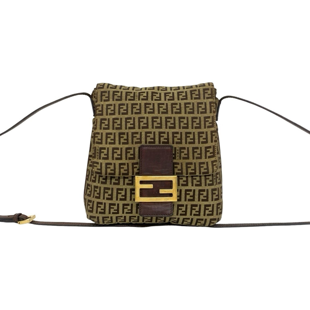 Fendi Brown Zucchino Leather Pochette Shoulder Bag (Pre-Owned)