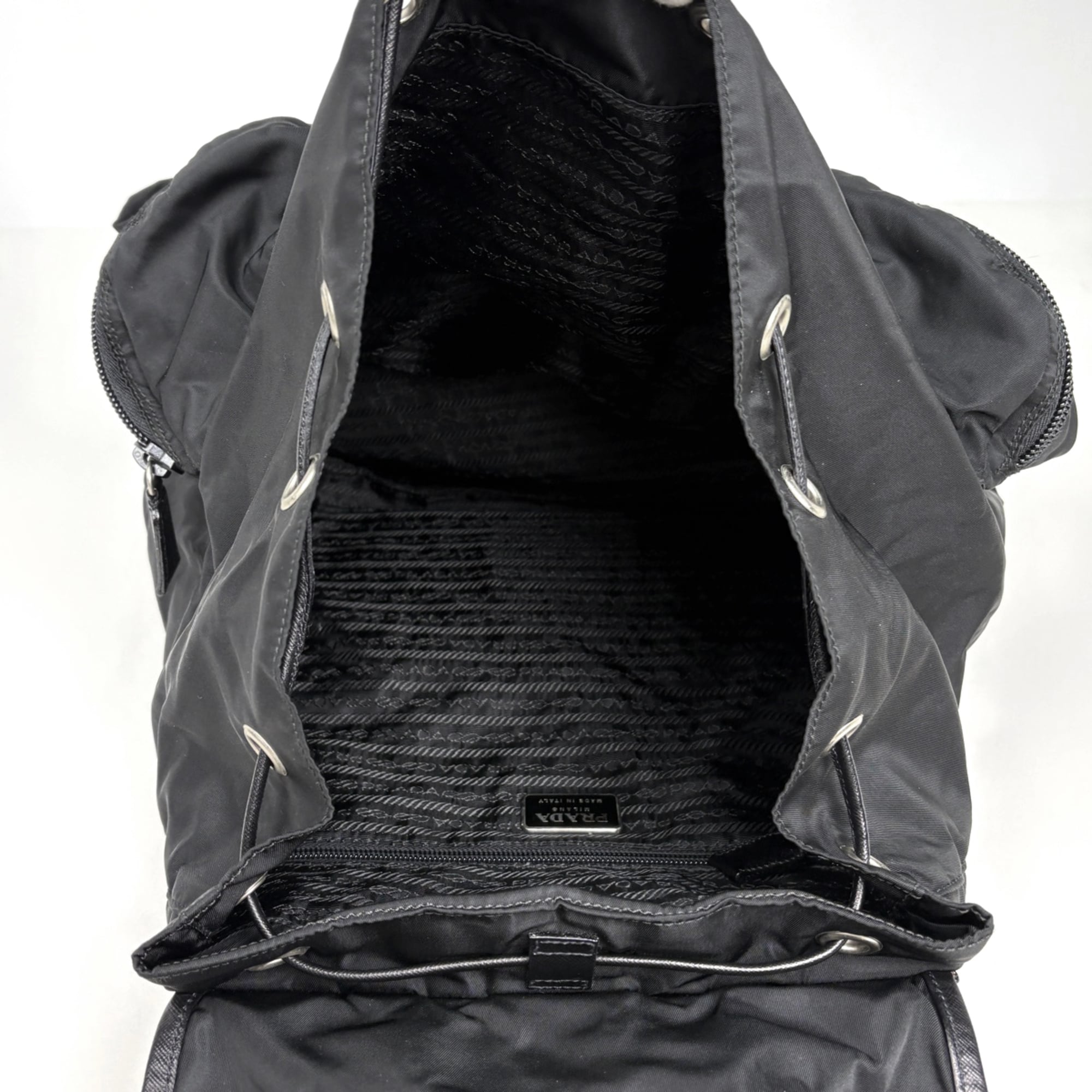 Prada Black Nylon Leather Backpack (Pre-Owned)
