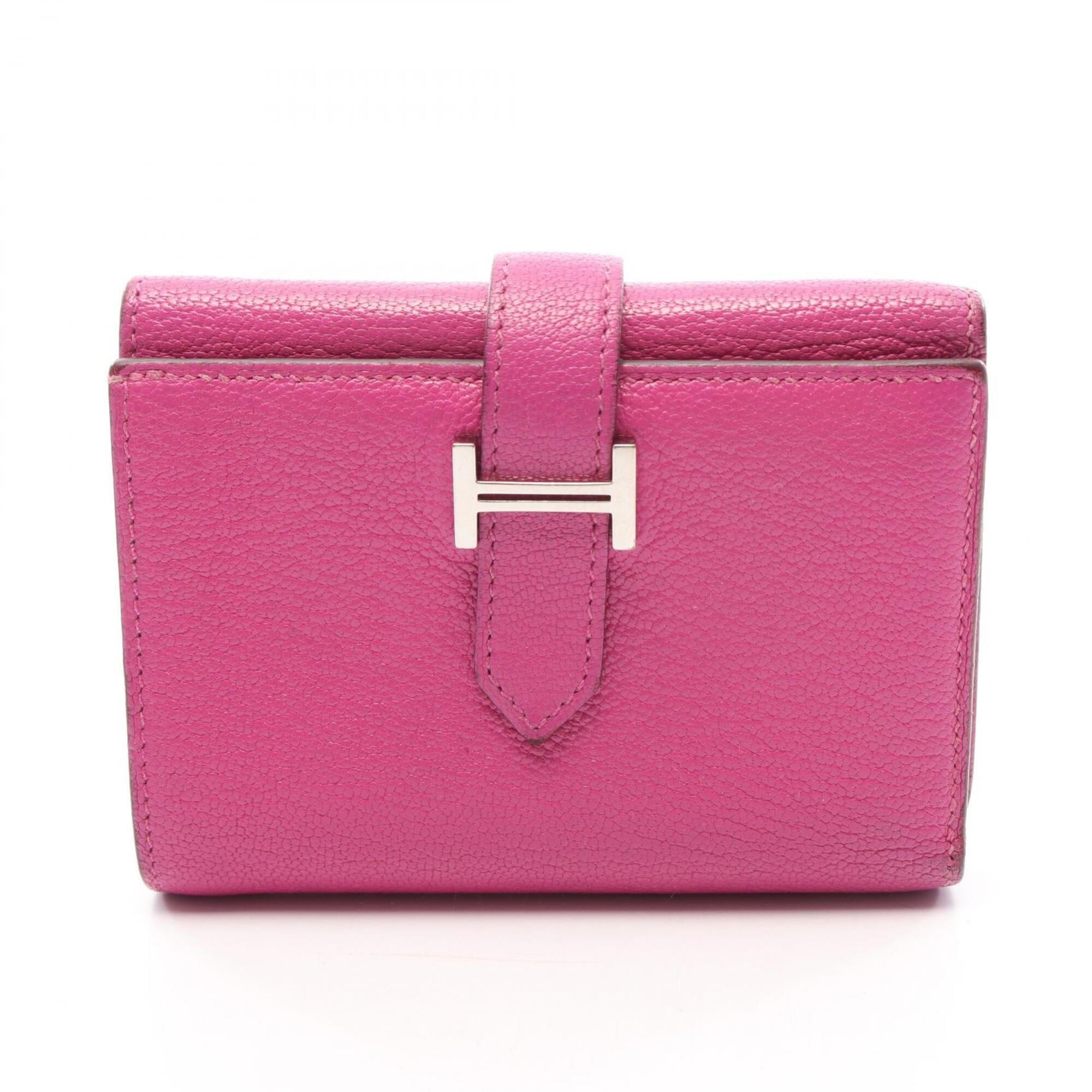 Hermes Pink Chevre Leather Wallet (Tri-Fold) (Pre-Owned)