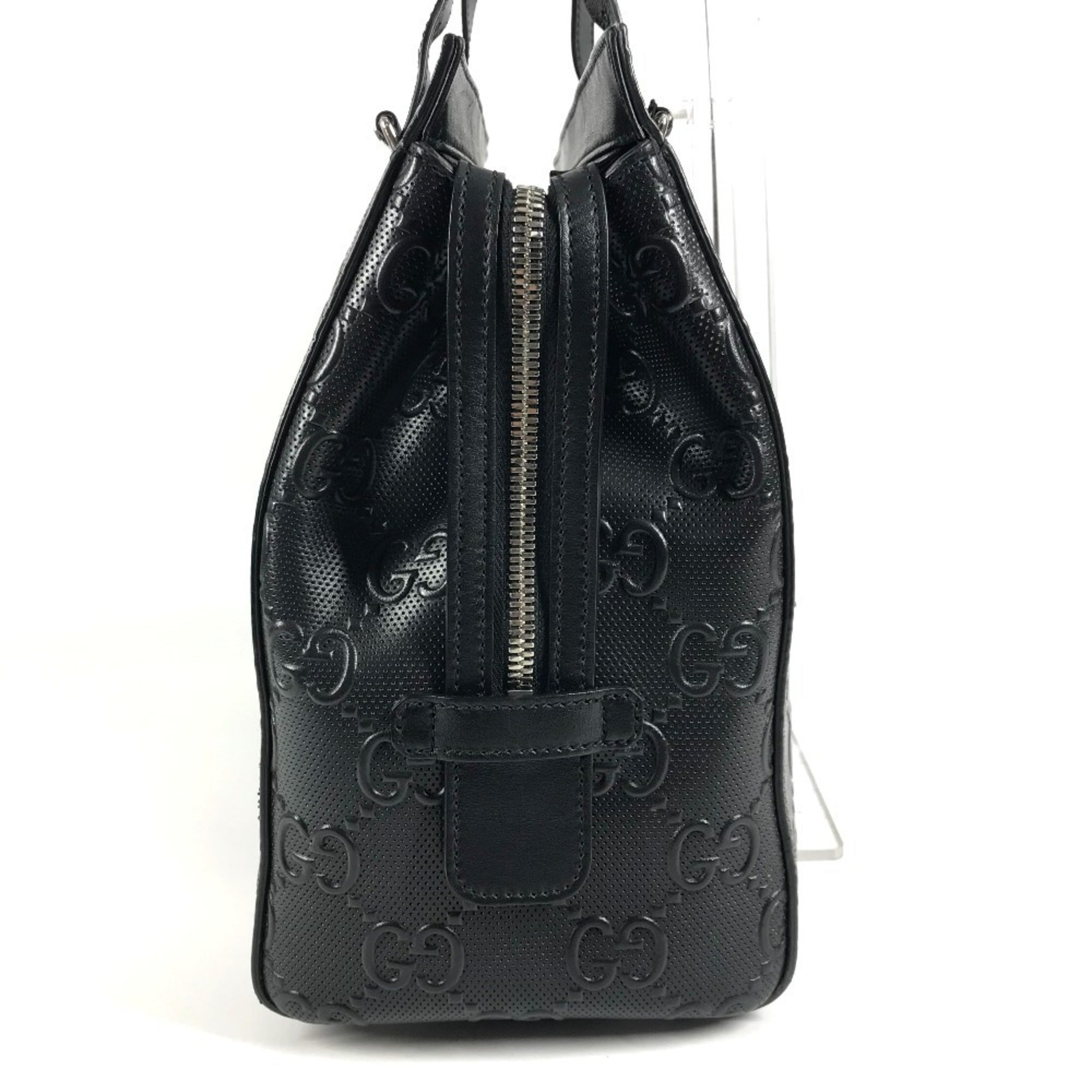 Gucci Black Leather Shoulder Bag Tote Bag (Pre-Owned)