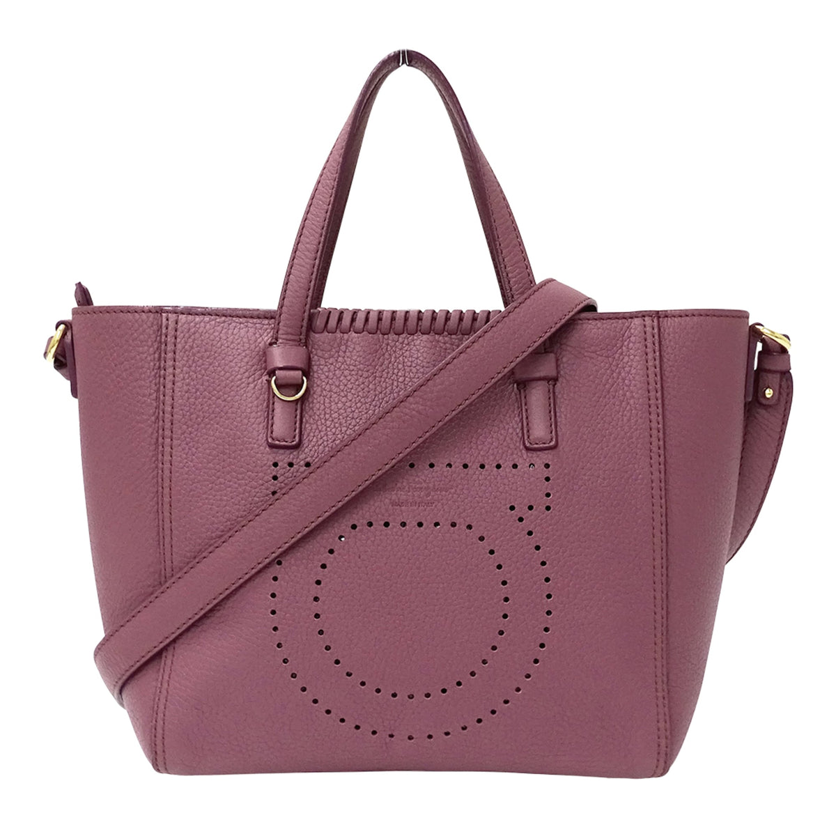 Salvatore Ferragamo Gancini Pink Purple Leather Handbag Shoulder Bag (Pre-Owned)