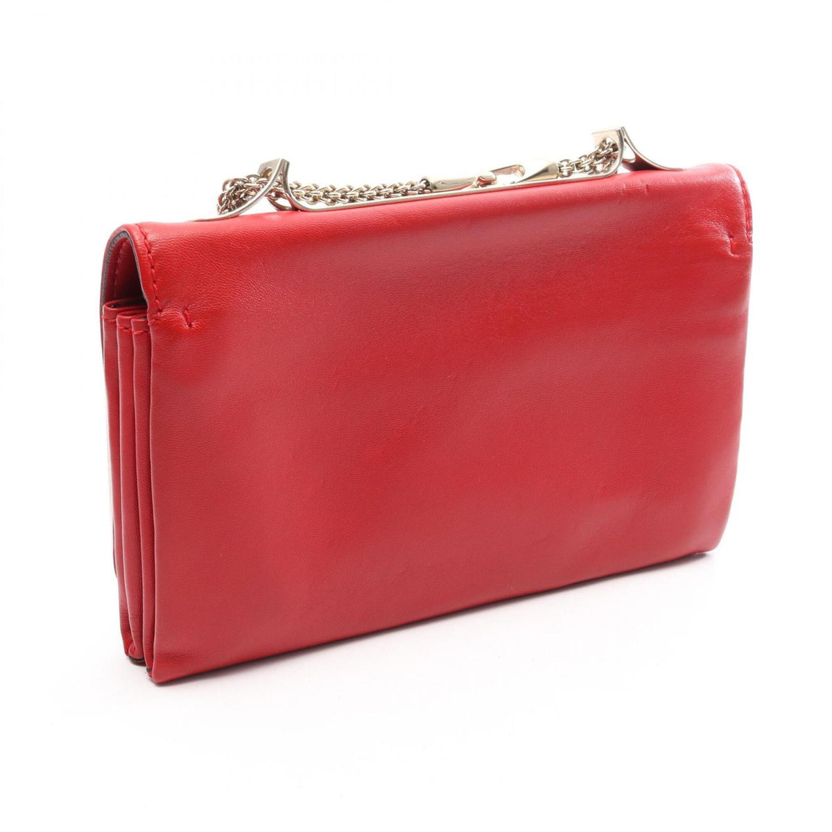 Valentino Red Color Leather Handbag Shoulder Bag (Pre-Owned)