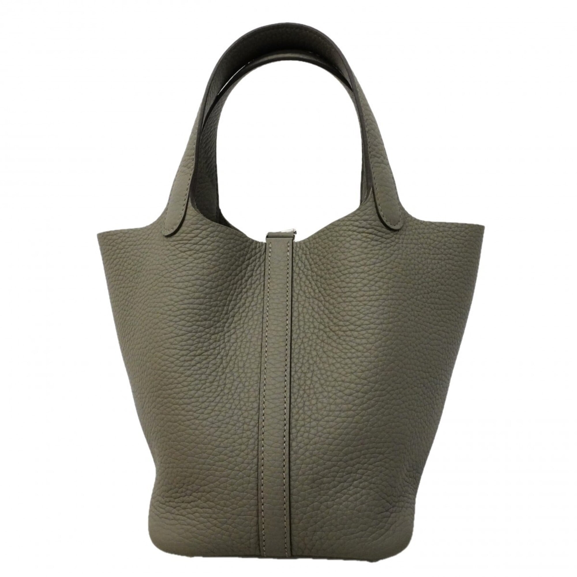 Hermes Gray Taurillon Clemence Leather Handbag (Pre-Owned)