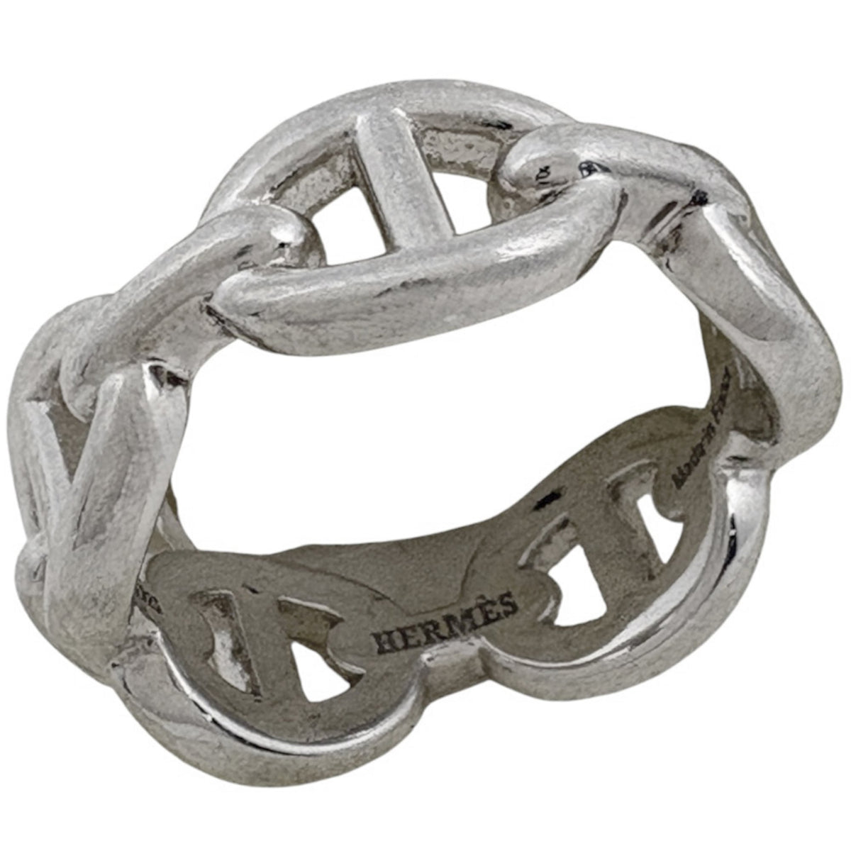 Hermes Silver Silver 925 Band Ring (Pre-Owned)