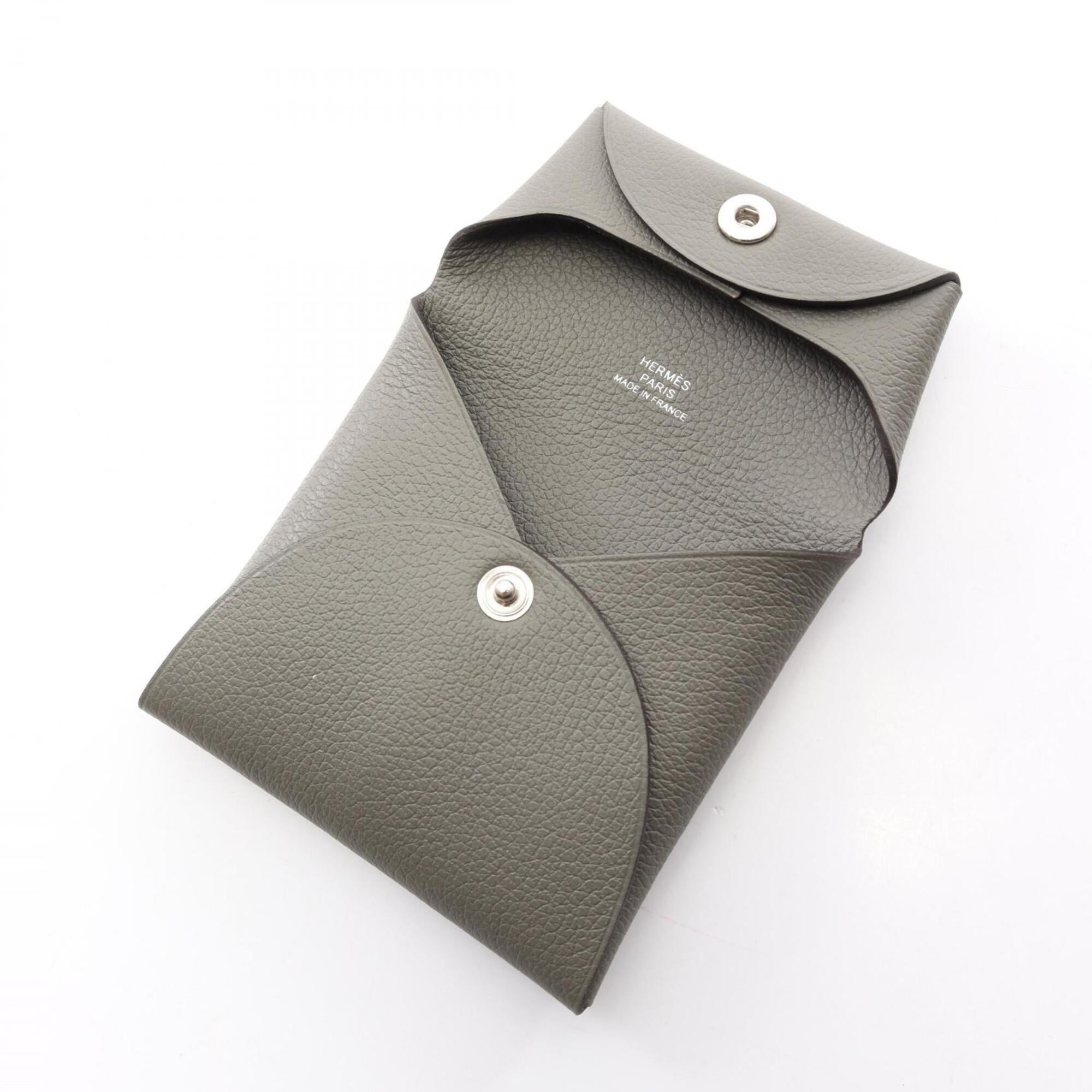 Hermes Gray Evercalf Leather Coin Purse/Coin Case (Pre-Owned)