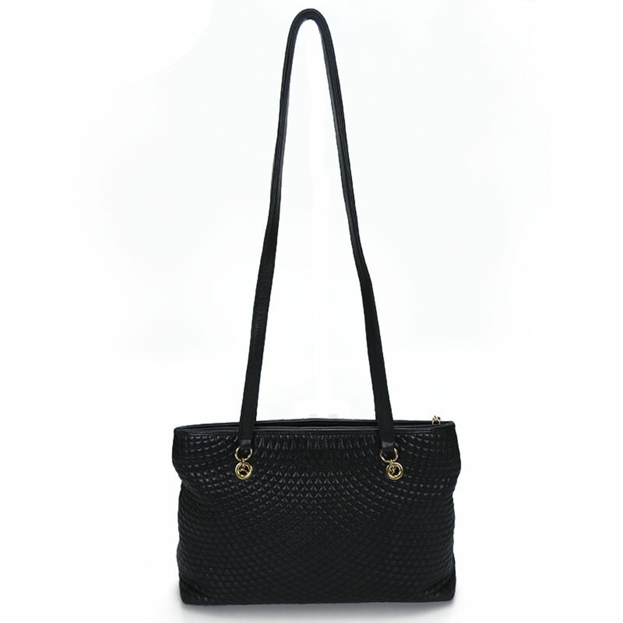 Bally Black Leather Shoulder Bag Tote Bag (Pre-Owned)