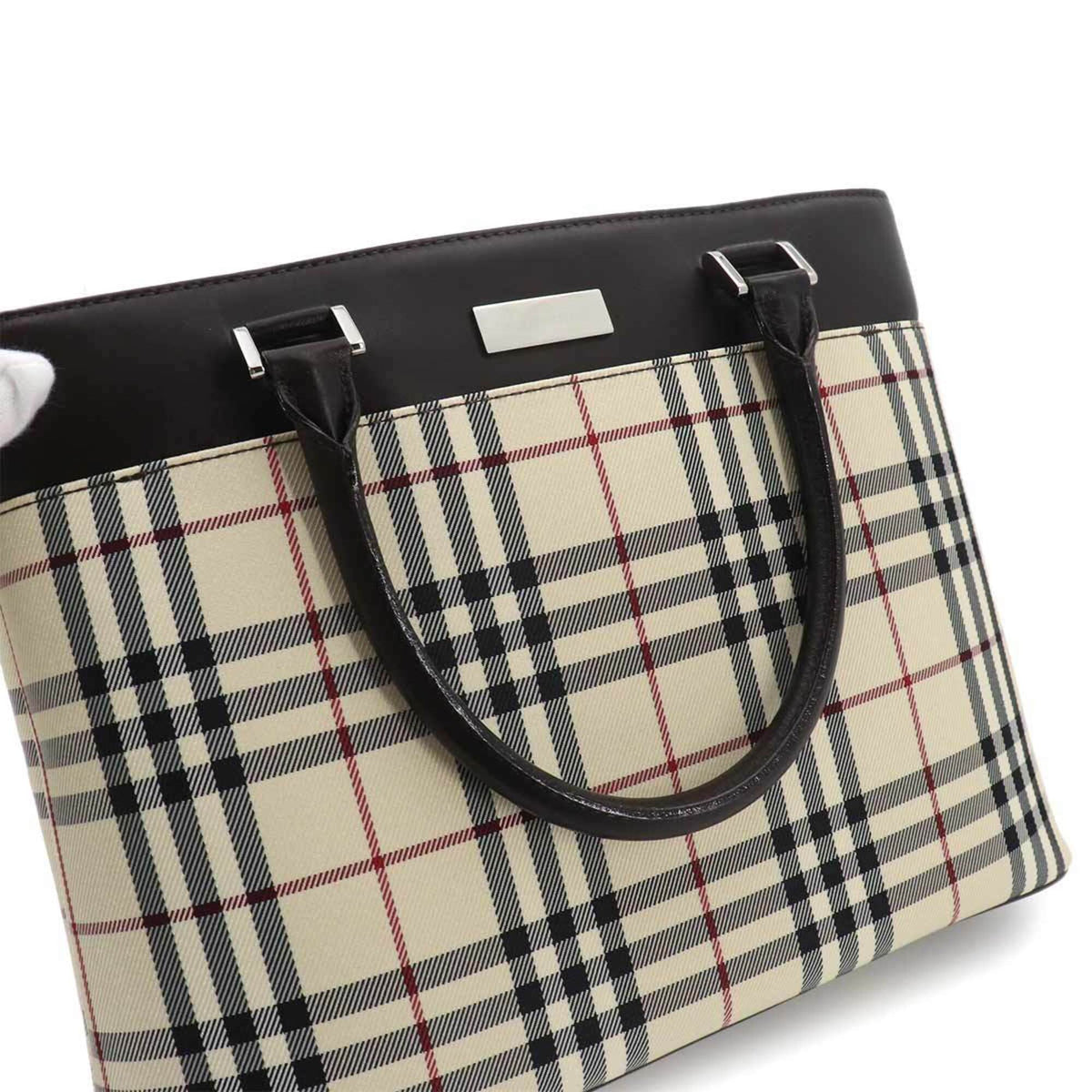 Burberry Beige Brown Canvas Leather Tote Bag (Pre-Owned)
