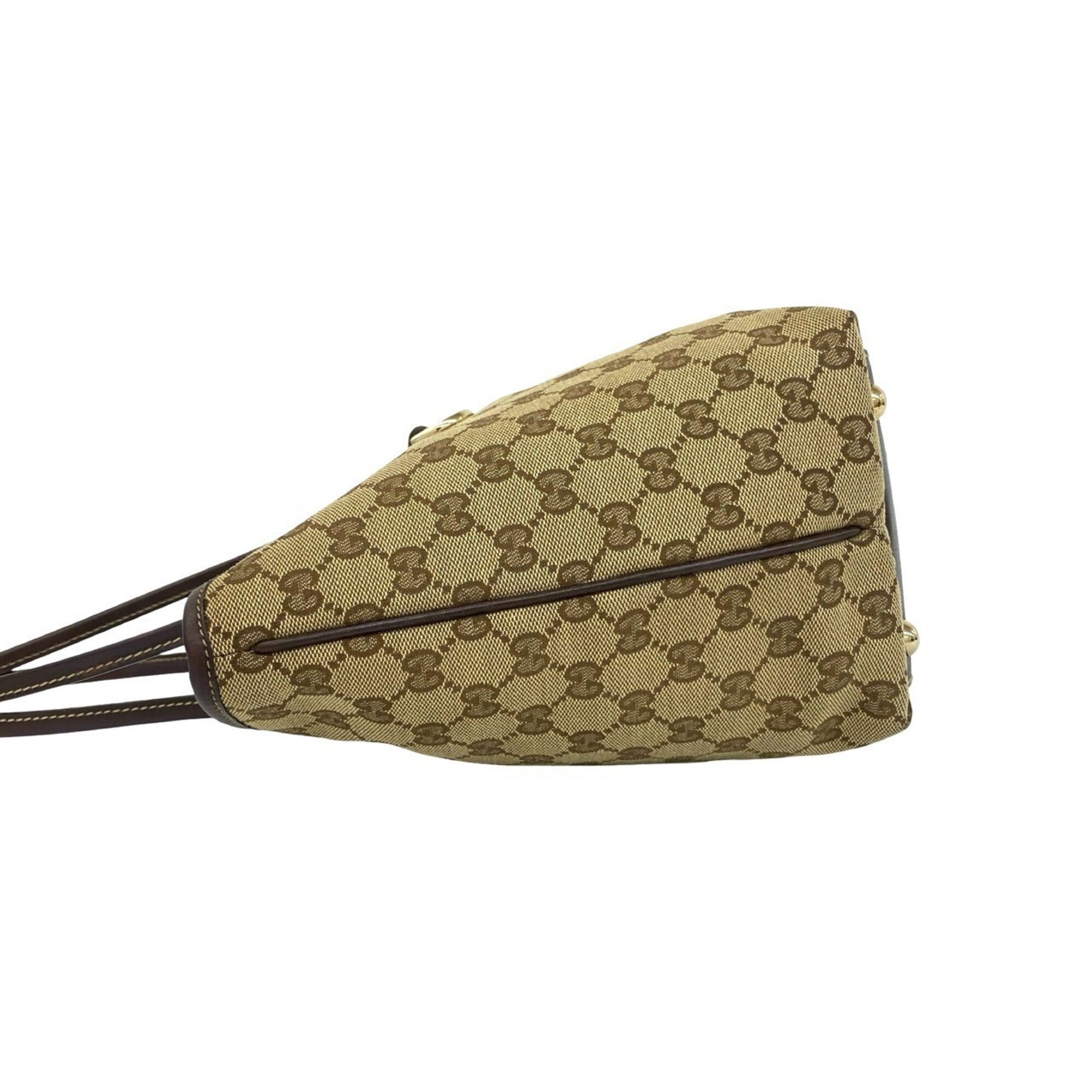 Gucci Brown Canvas Leather Shoulder Bag Tote Bag (Pre-Owned)