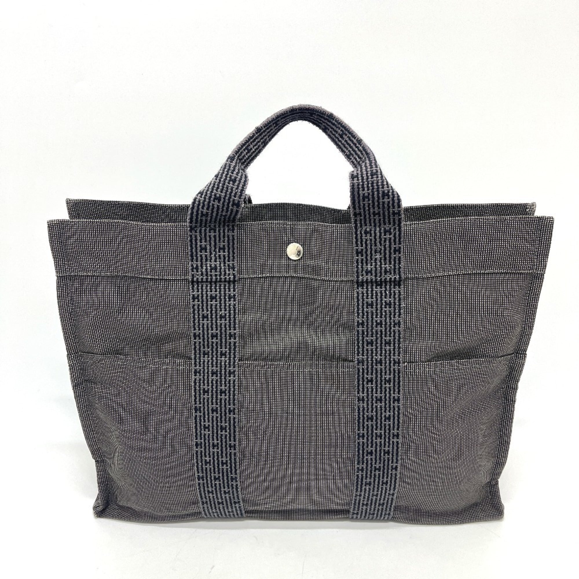Hermes Gray Canvas Handbag Tote Bag (Pre-Owned)