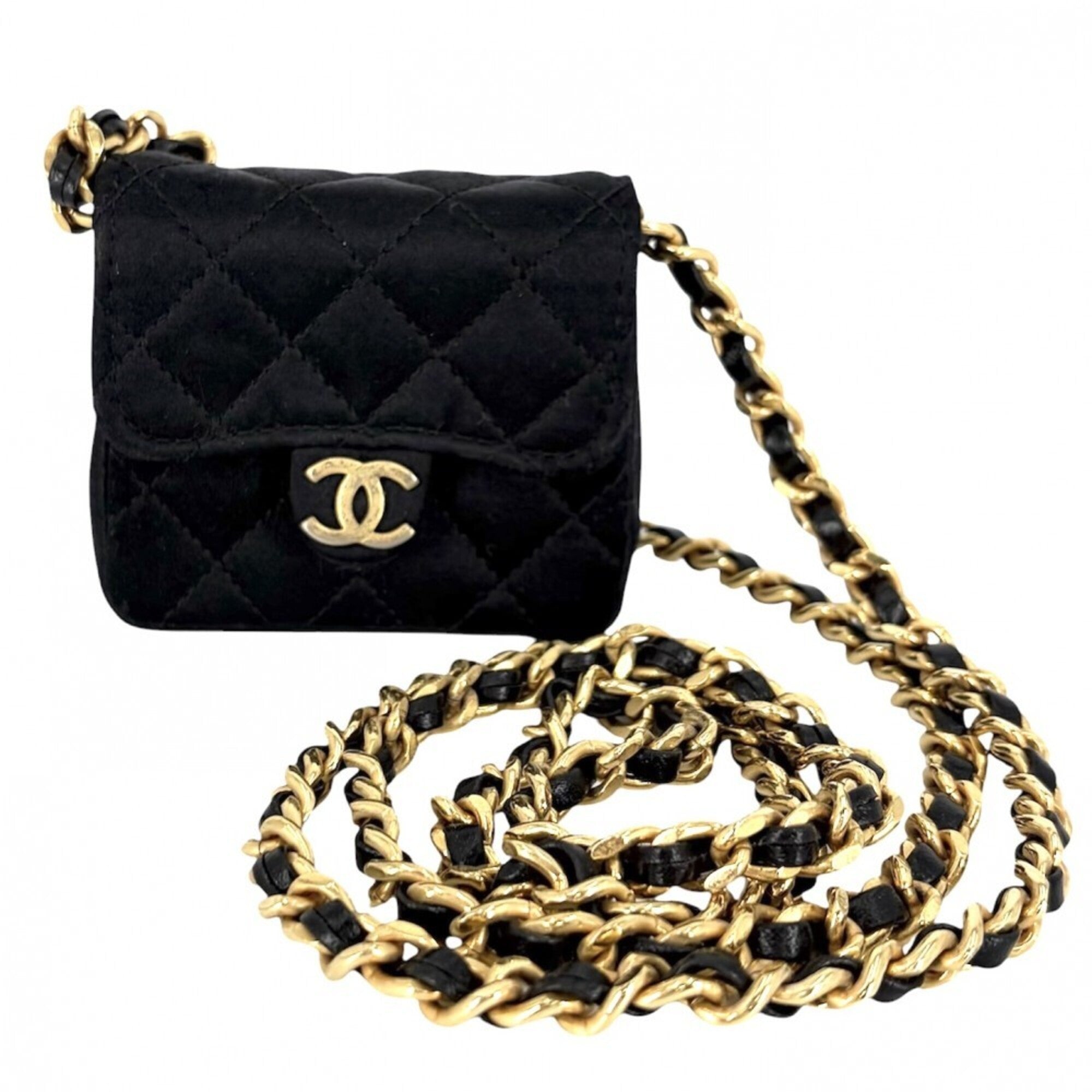 Chanel Black Satin Pochette Shoulder Bag (Pre-Owned)