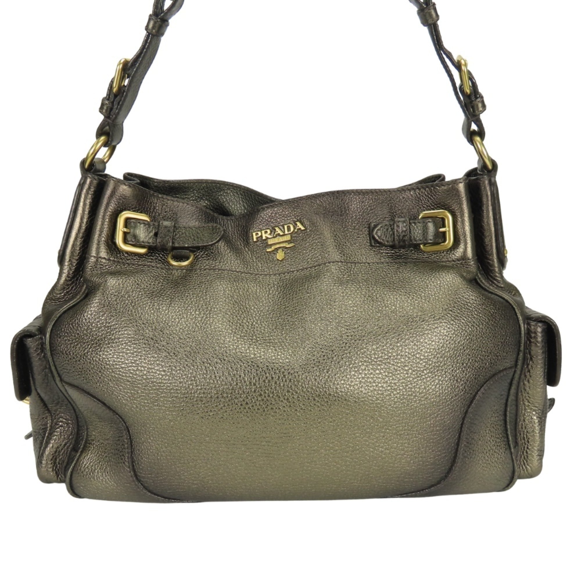 Prada Bronze Brown Leather Shoulder Bag (Pre-Owned)