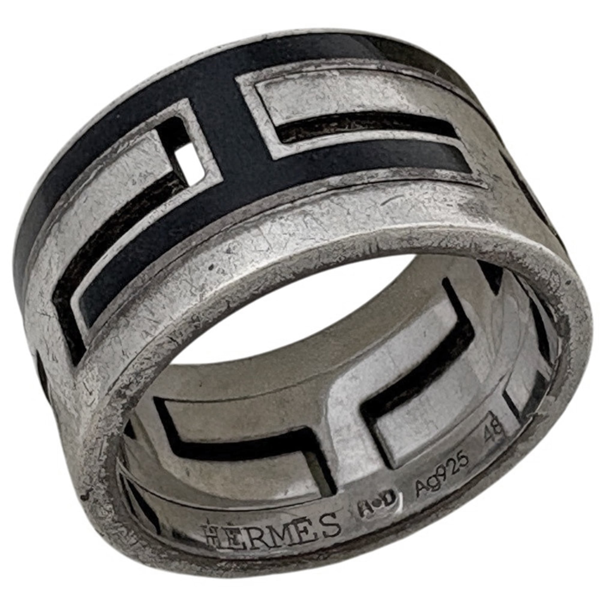 Hermes Silver Silver 925 Band Ring (Pre-Owned)
