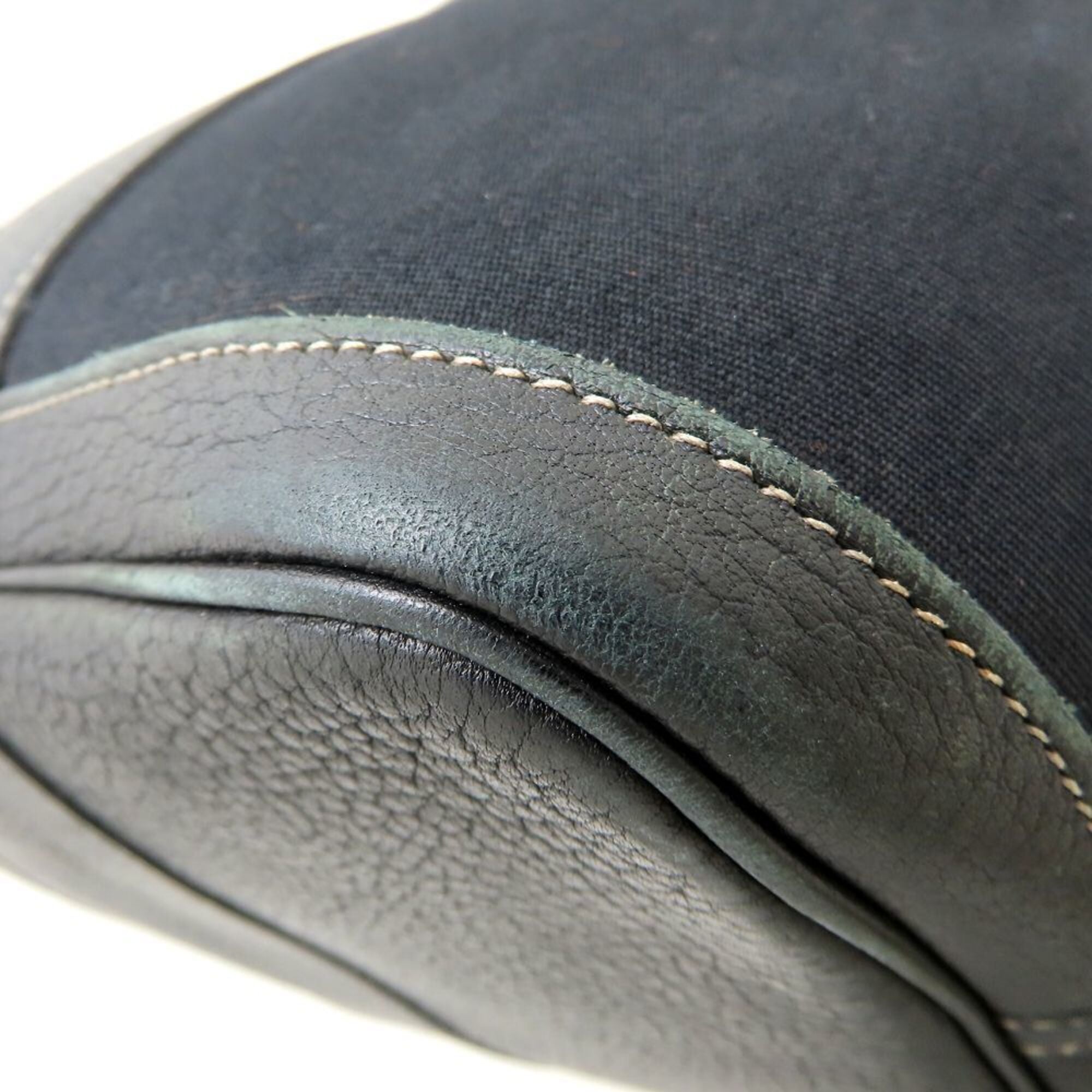Hermes Black Toile Officier Buffalo Leather Handbag (Pre-Owned)