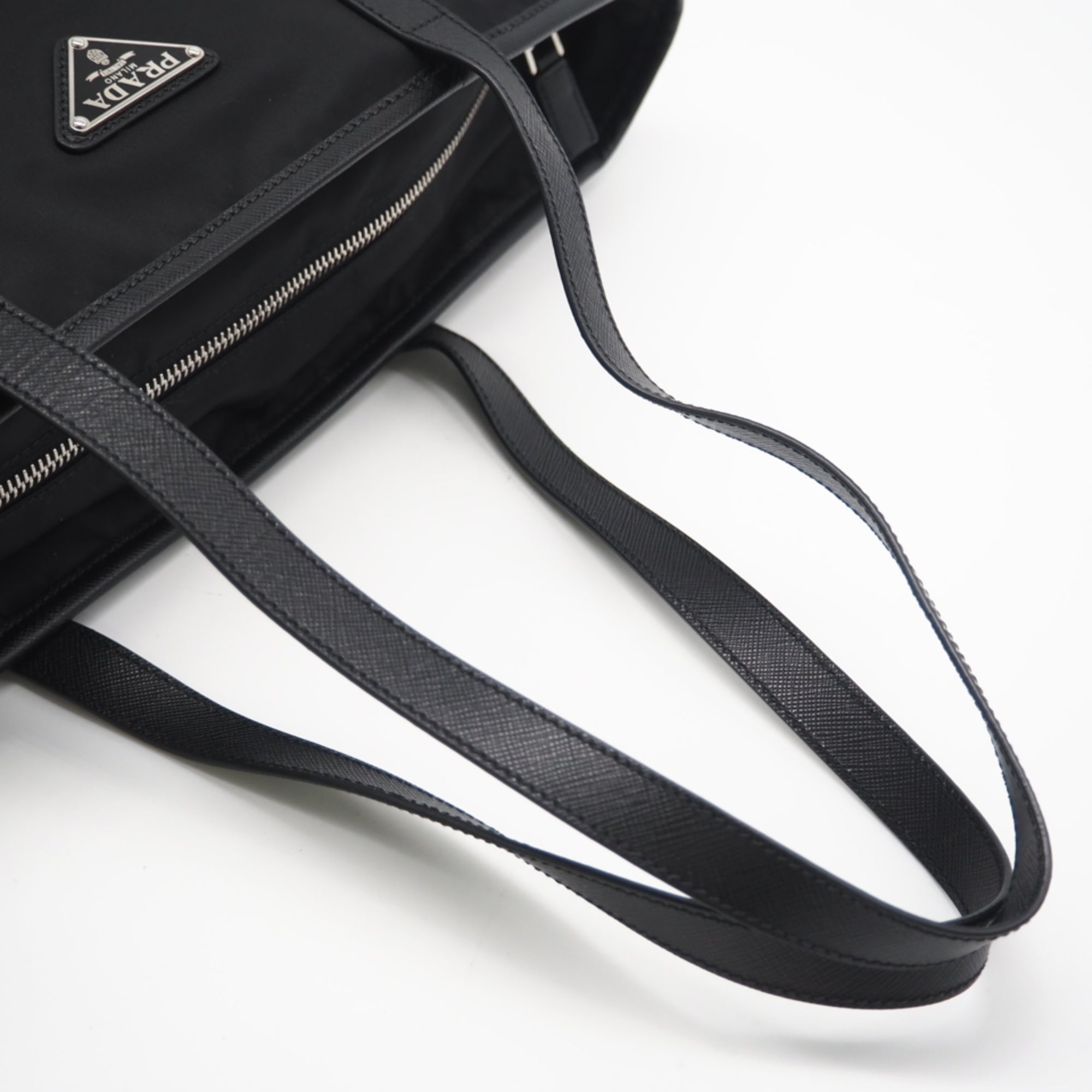 Prada Black Nylon Leather Tote Bag (Pre-Owned)