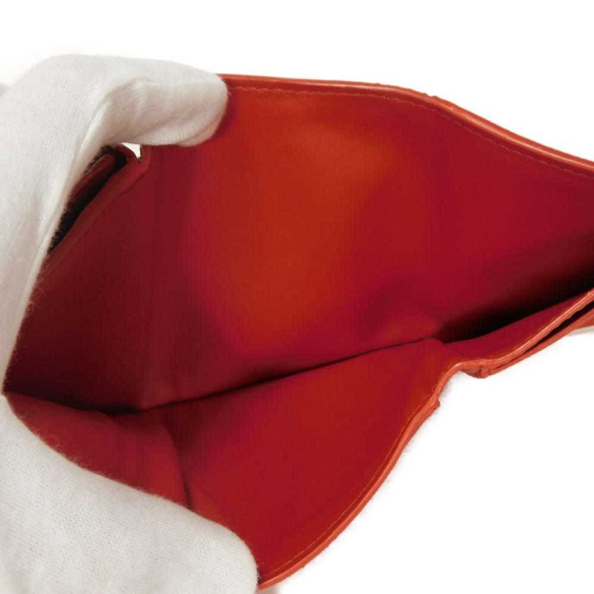 Bottega Veneta Red Color Leather Wallet (Tri-Fold) (Pre-Owned)