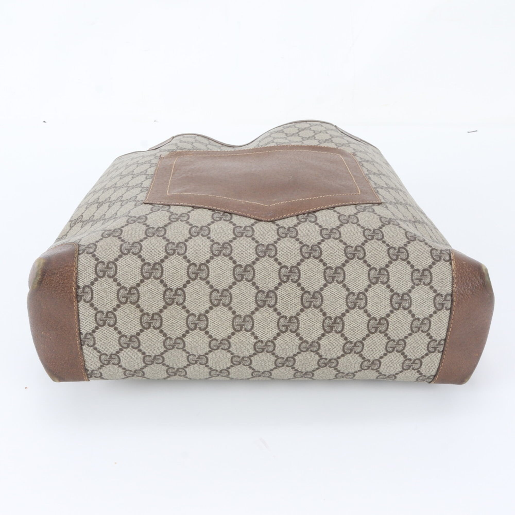 Gucci Brown Leather Coated Canvas Shoulder Bag Tote Bag (Pre-Owned)