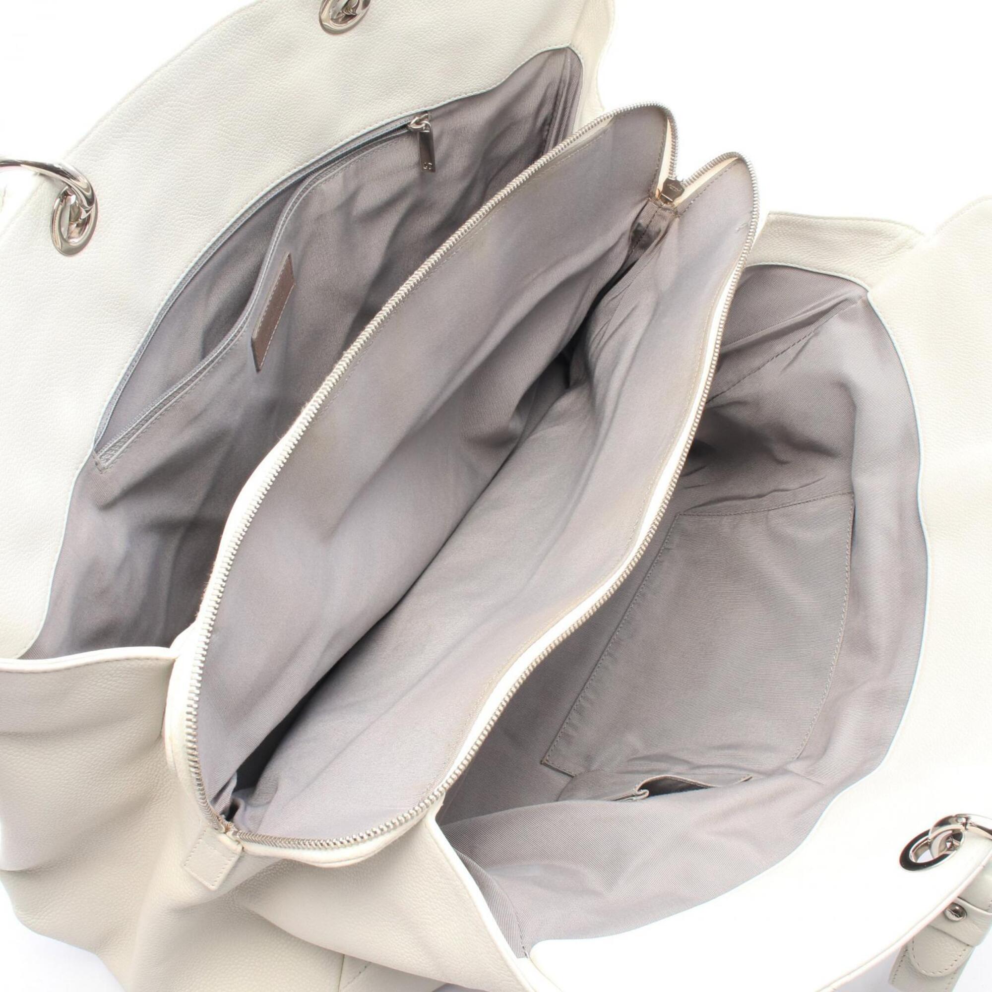 Chanel White Grained Calfskin Handbag Tote Bag (Pre-Owned)