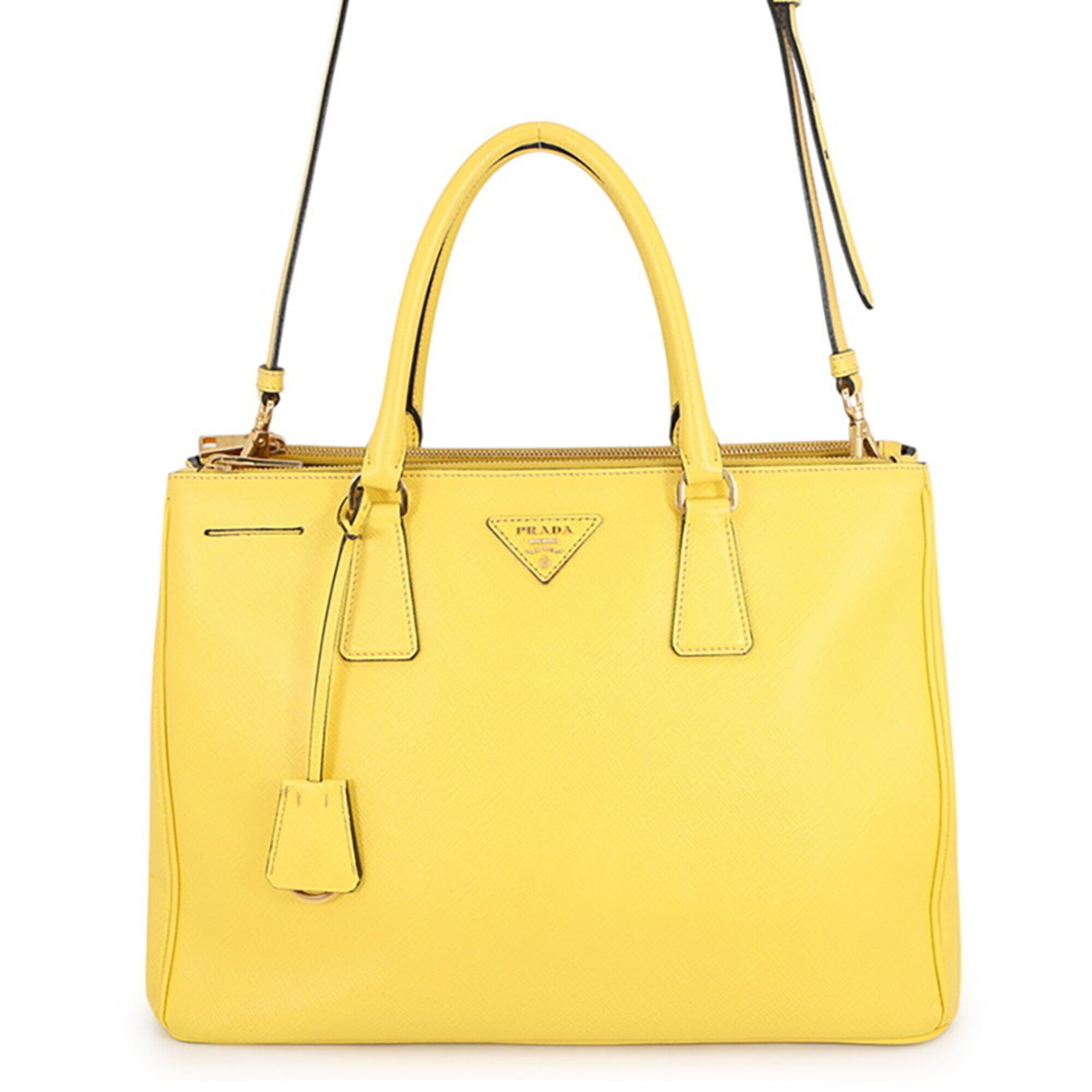 Prada Saffiano Yellow Leather Handbag (Pre-Owned)