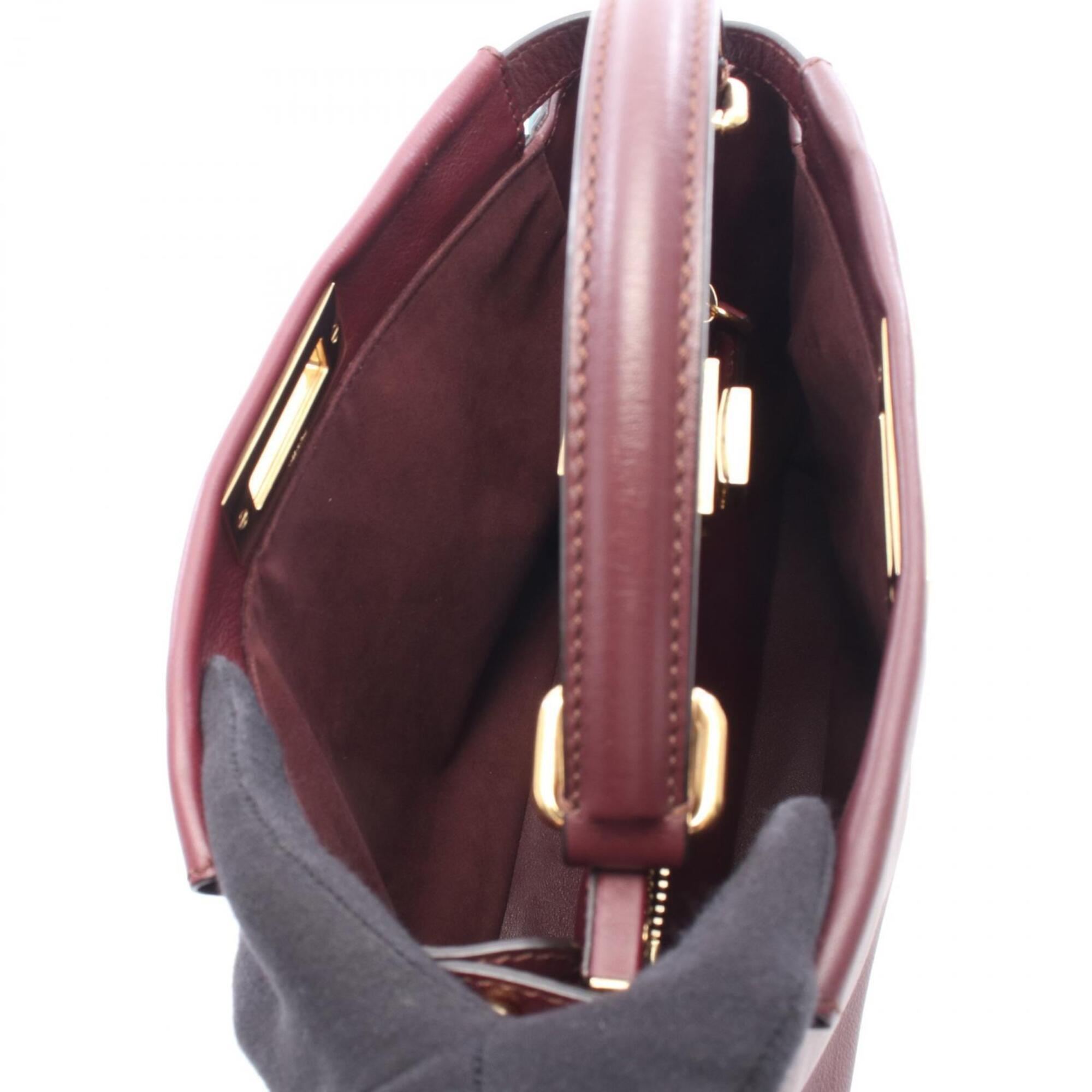 Fendi Bordeaux Leather Handbag (Pre-Owned)