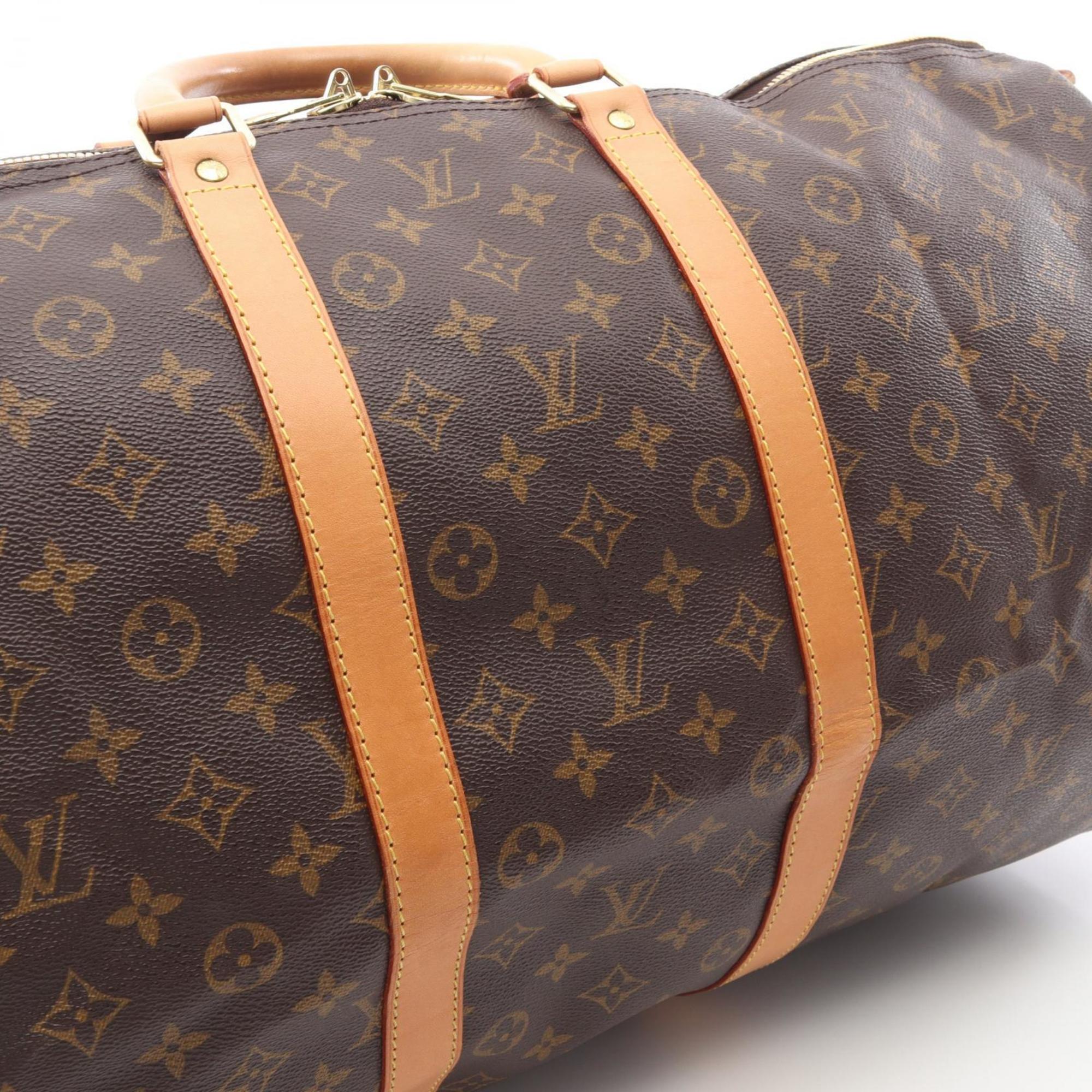 Louis Vuitton Brown Coated Canvas Leather Boston Bag Handbag (Pre-Owned)