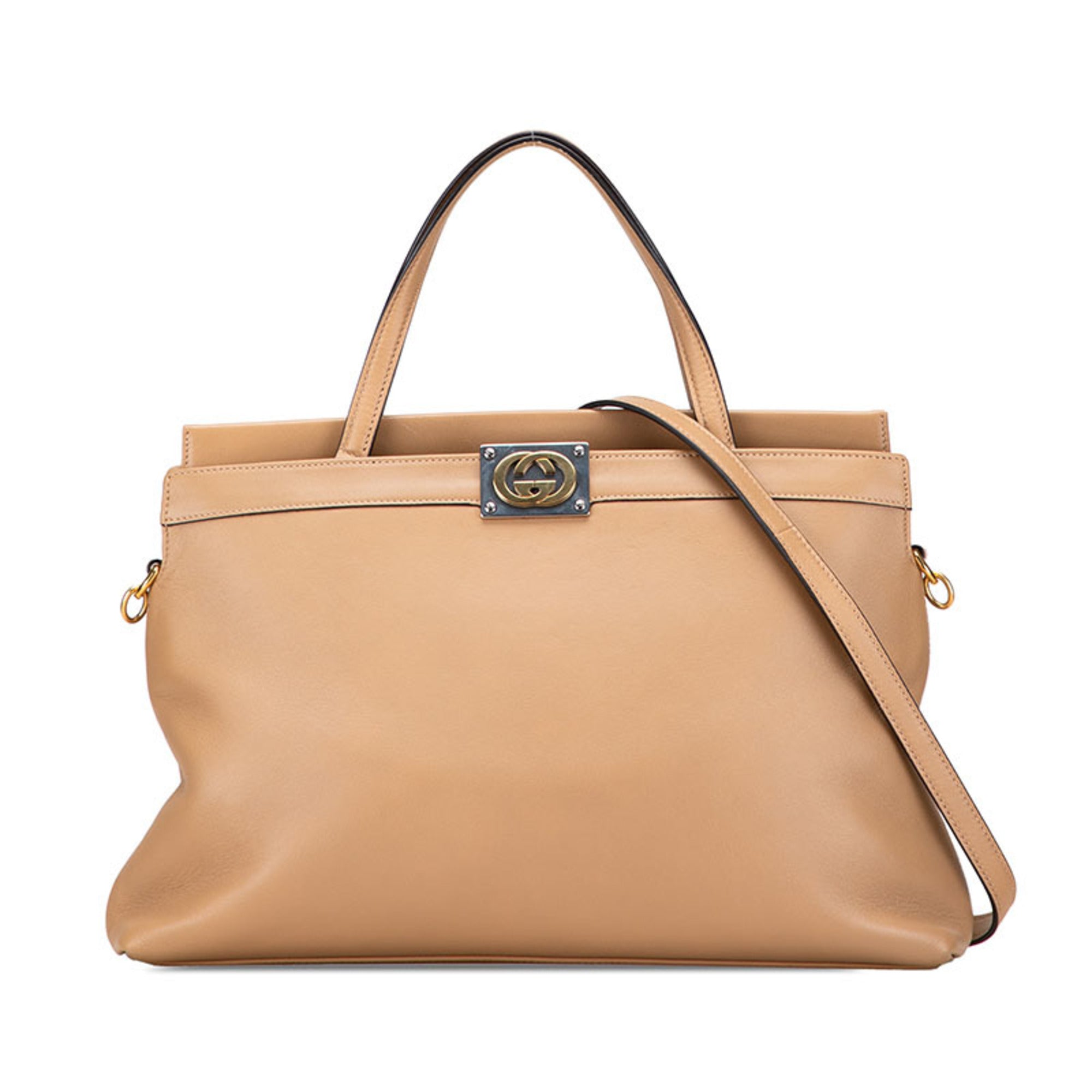 Gucci Beige Leather Handbag Shoulder Bag (Pre-Owned)