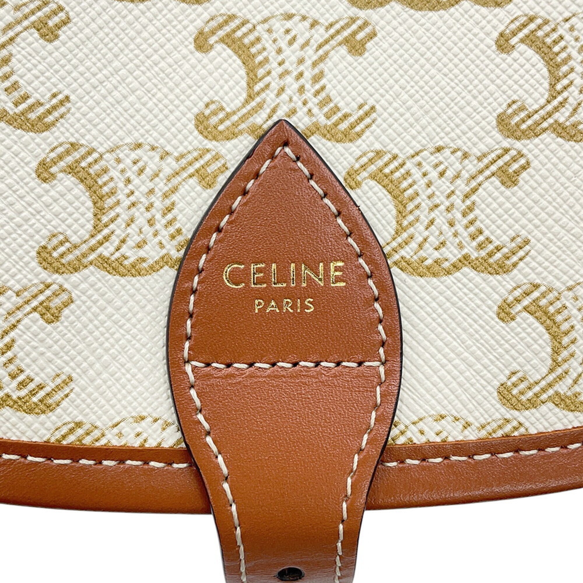 Celine Brown White Pvc Leather Shoulder Bag (Pre-Owned)