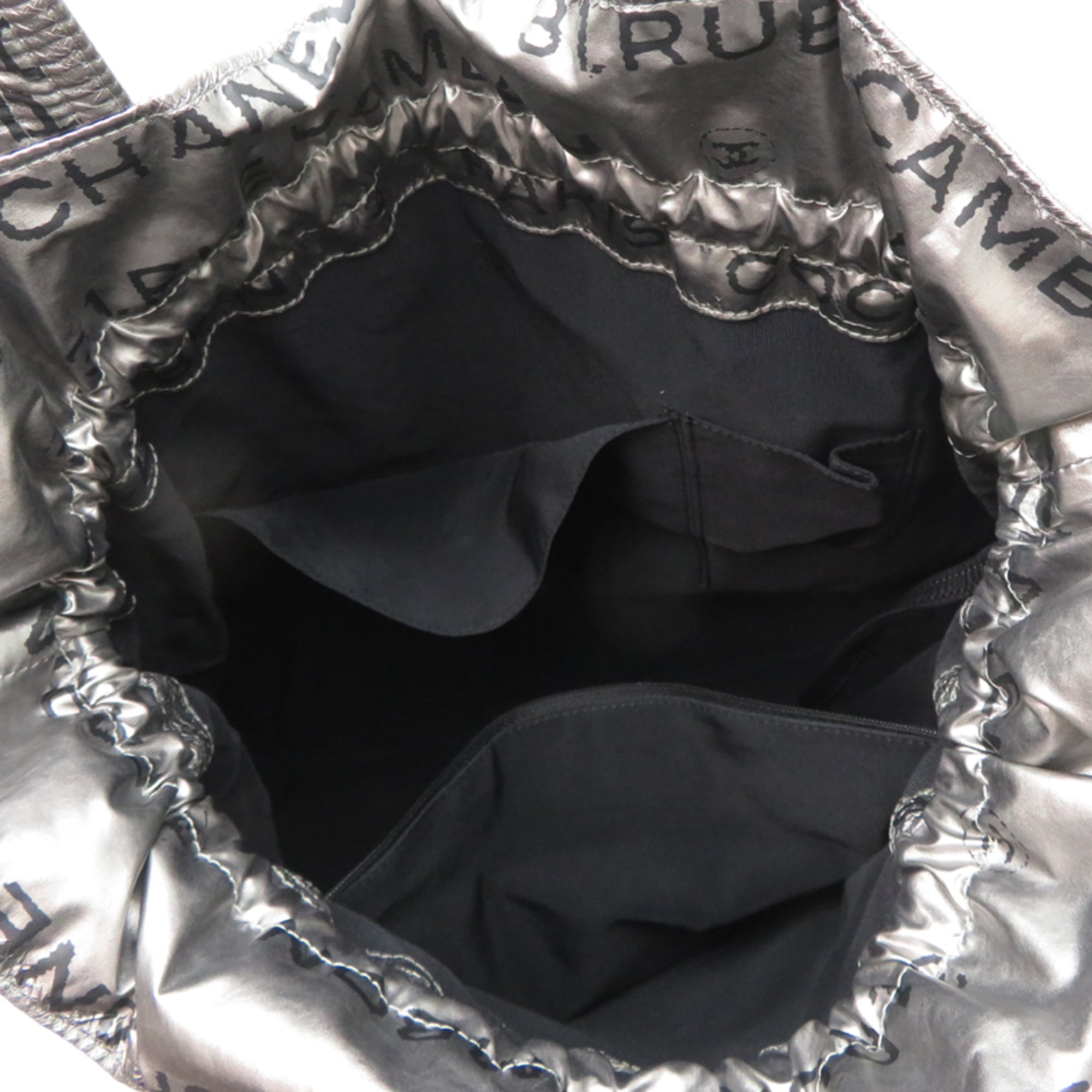 Chanel Black Silver Nylon Tote Bag (Pre-Owned)