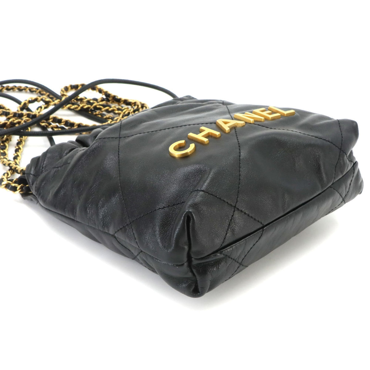 Chanel Black Leather Handbag Shoulder Bag (Pre-Owned)