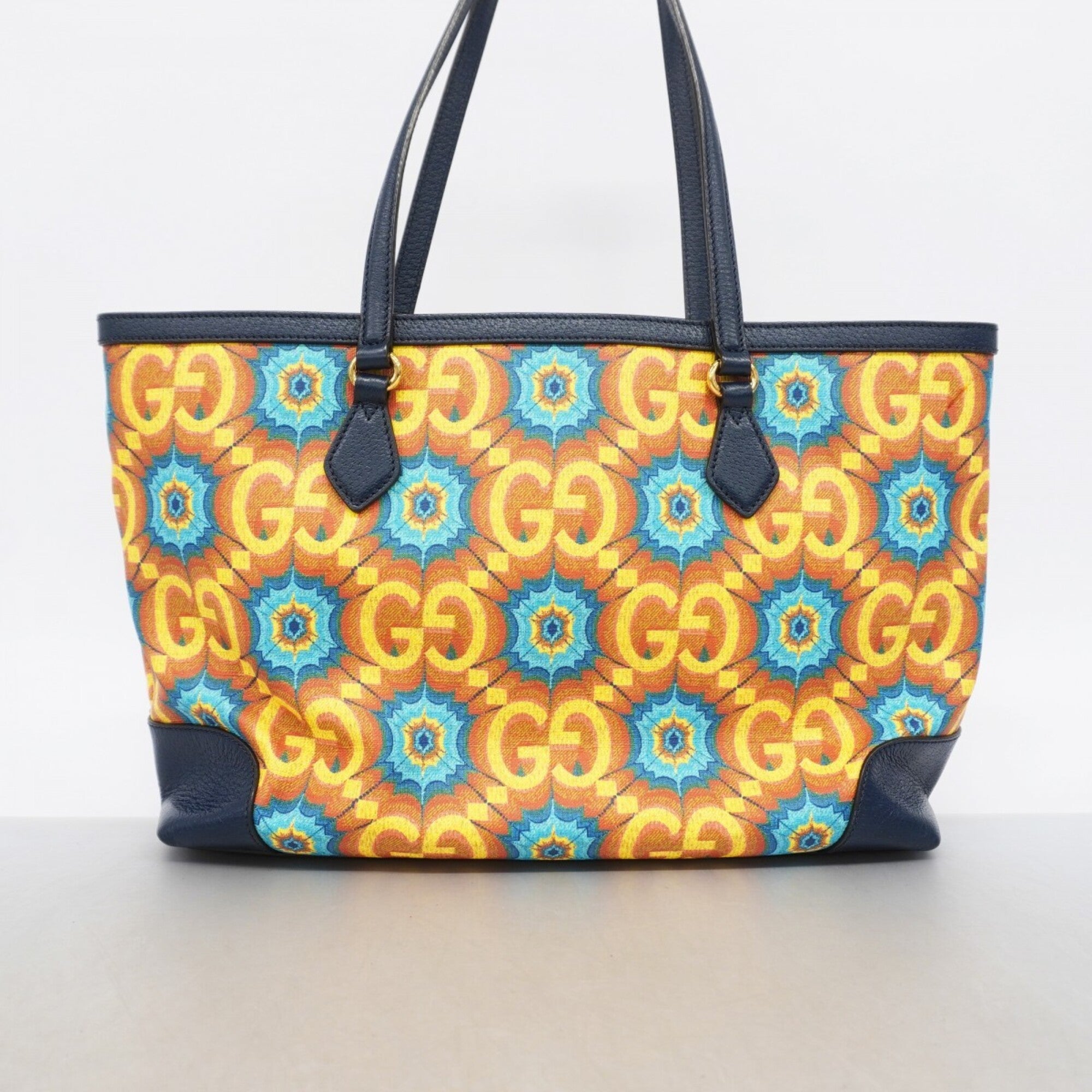 Gucci Navy Yellow Pvc Tote Bag (Pre-Owned)