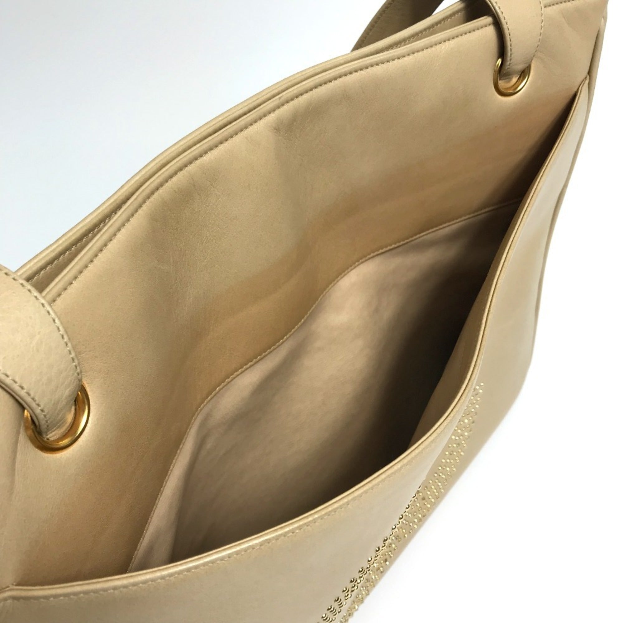 Chanel Beige Leather Shoulder Bag Tote Bag (Pre-Owned)