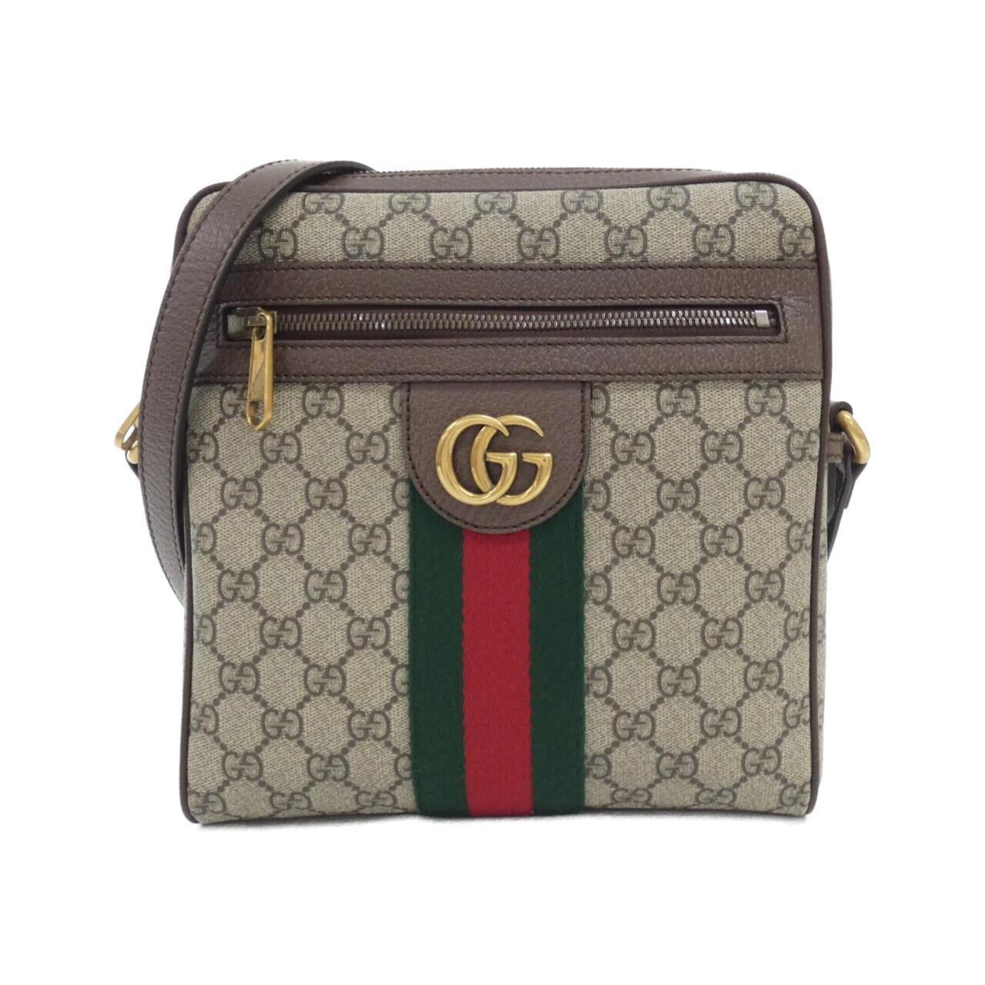 Gucci Ophidia Beige Brown Gg Supreme Canvas Leather Shoulder Bag (Pre-Owned)