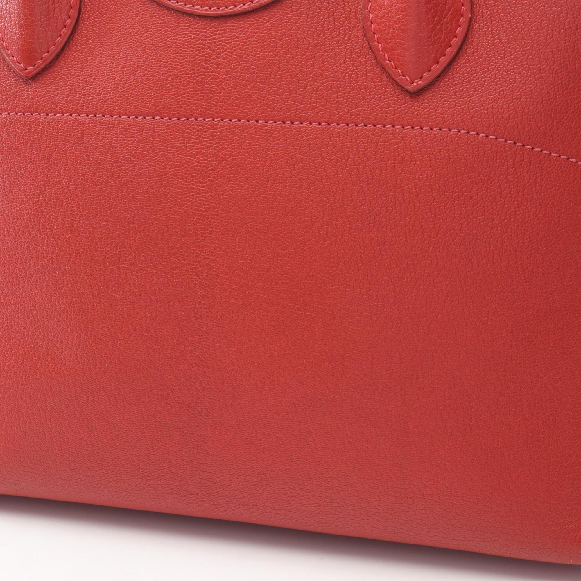 Hermes Red Color Rouge Garance Chevre Leather Handbag (Pre-Owned)