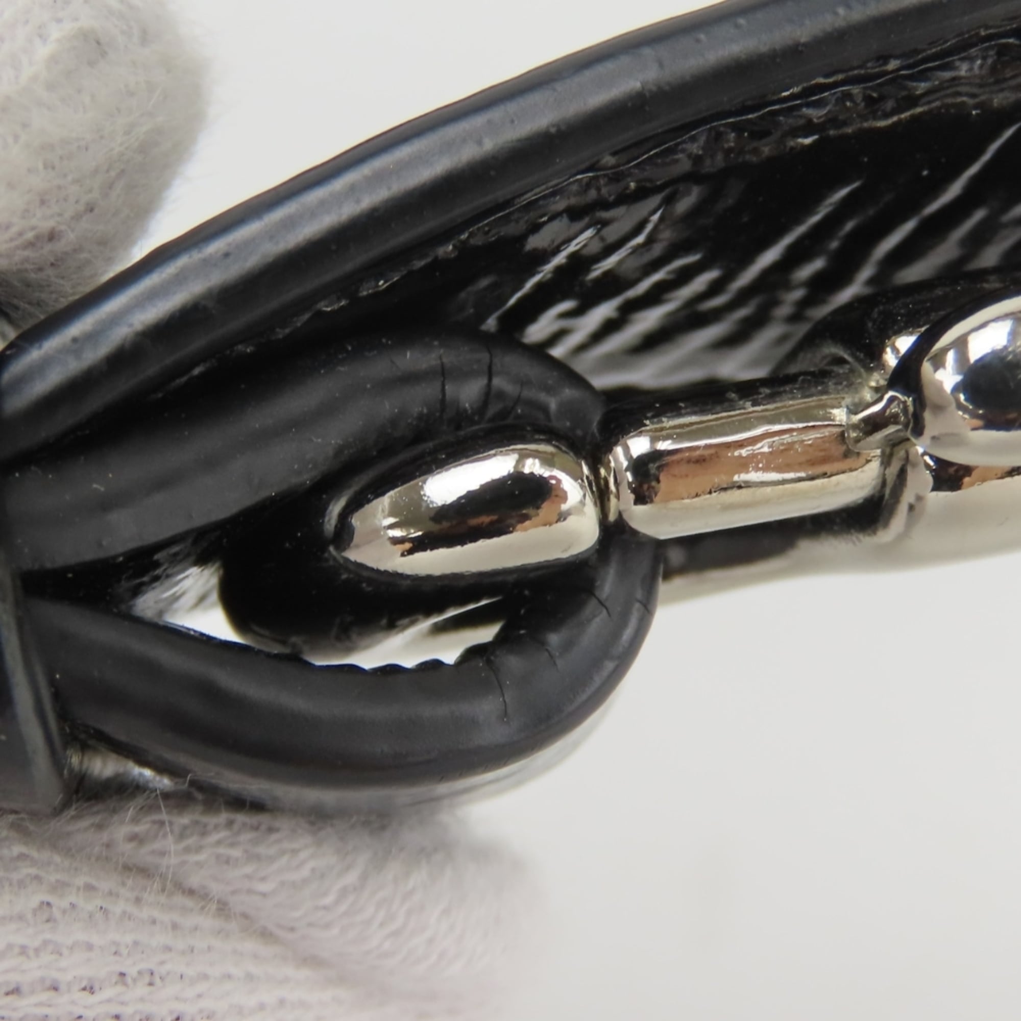 Coach Black Gray Canvas Patent Leather Shoulder Bag (Pre-Owned)