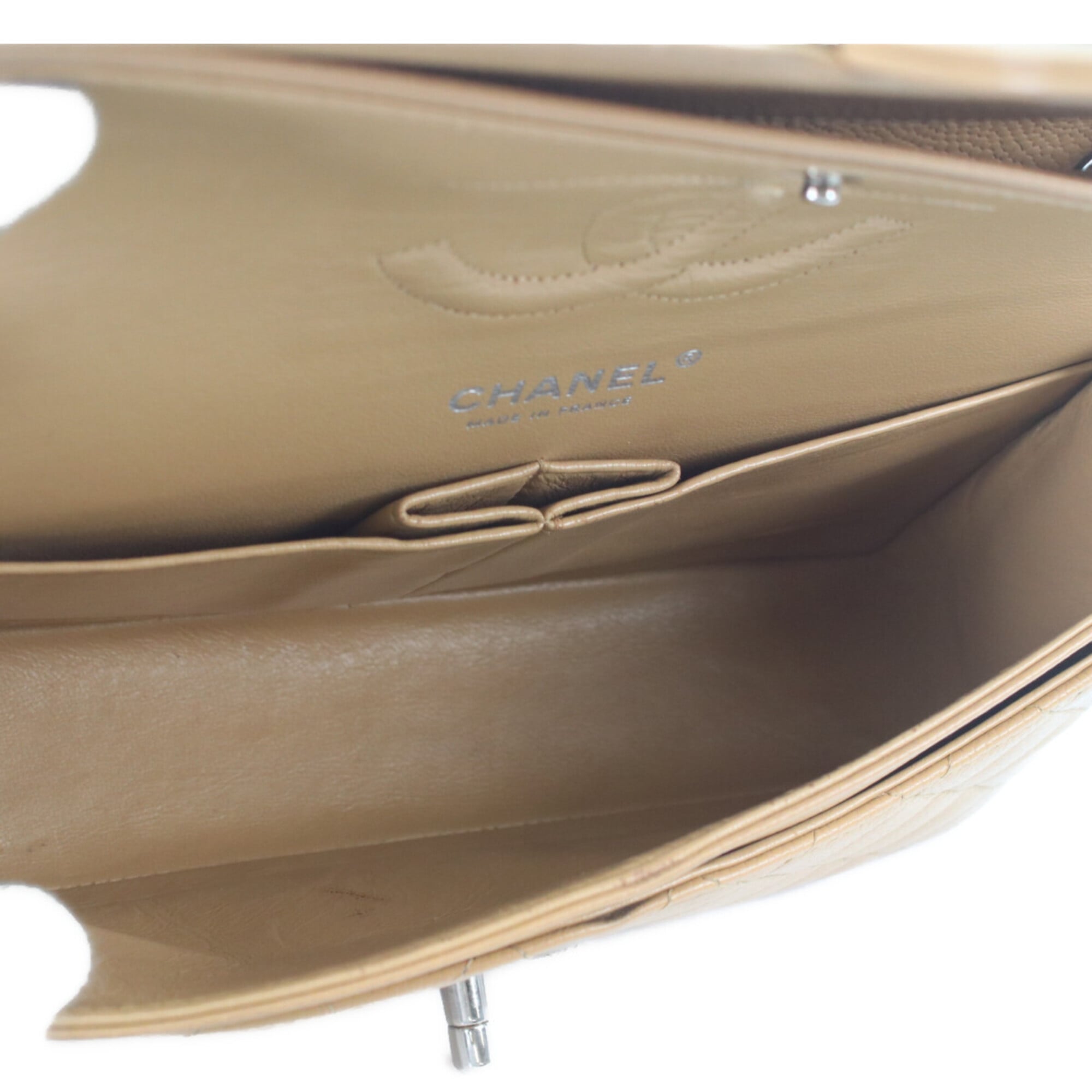 Chanel Beige Grained Calfskin Shoulder Bag (Pre-Owned)